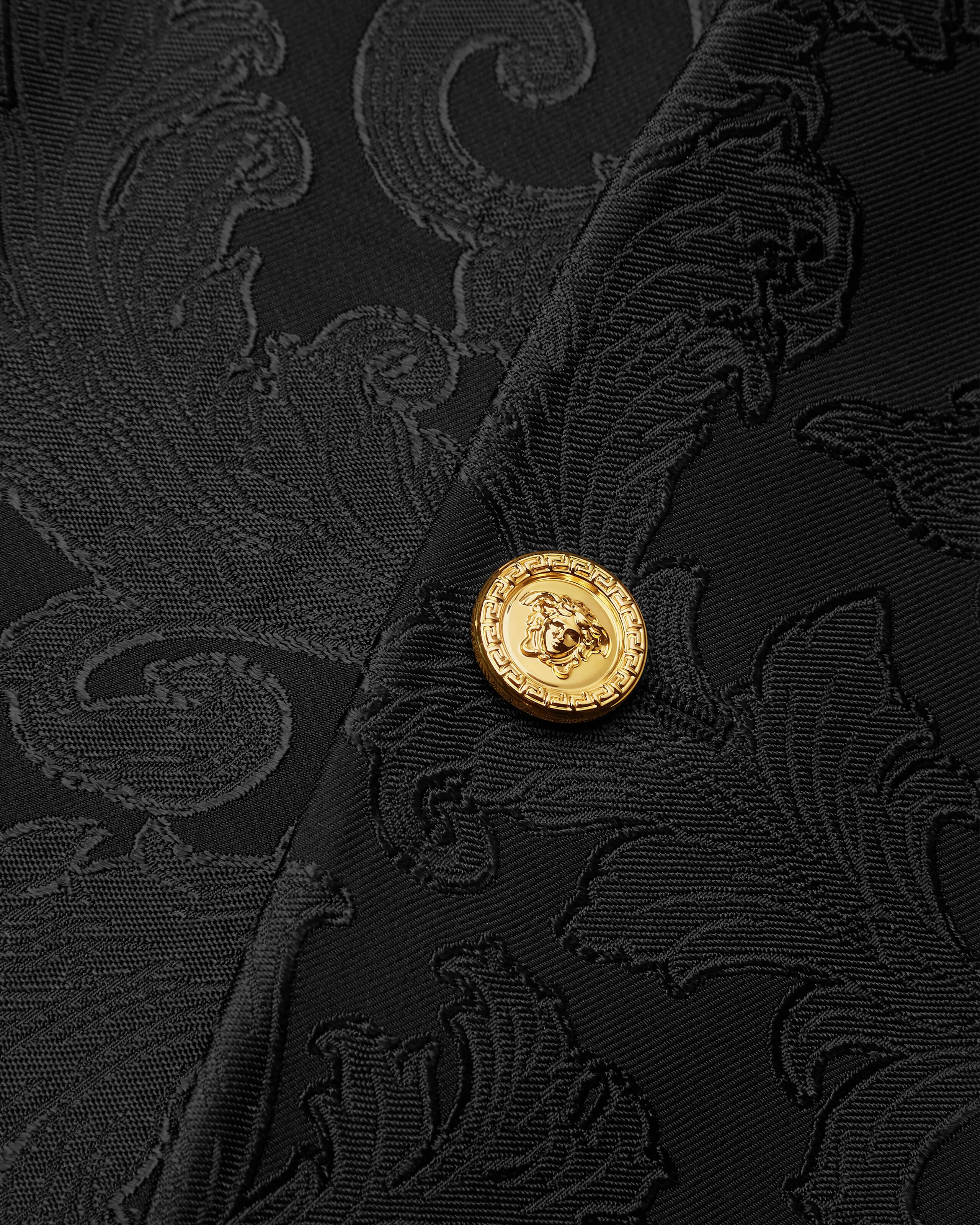 Jacquard Wool-Blend Blazer Black | VERSACE IN