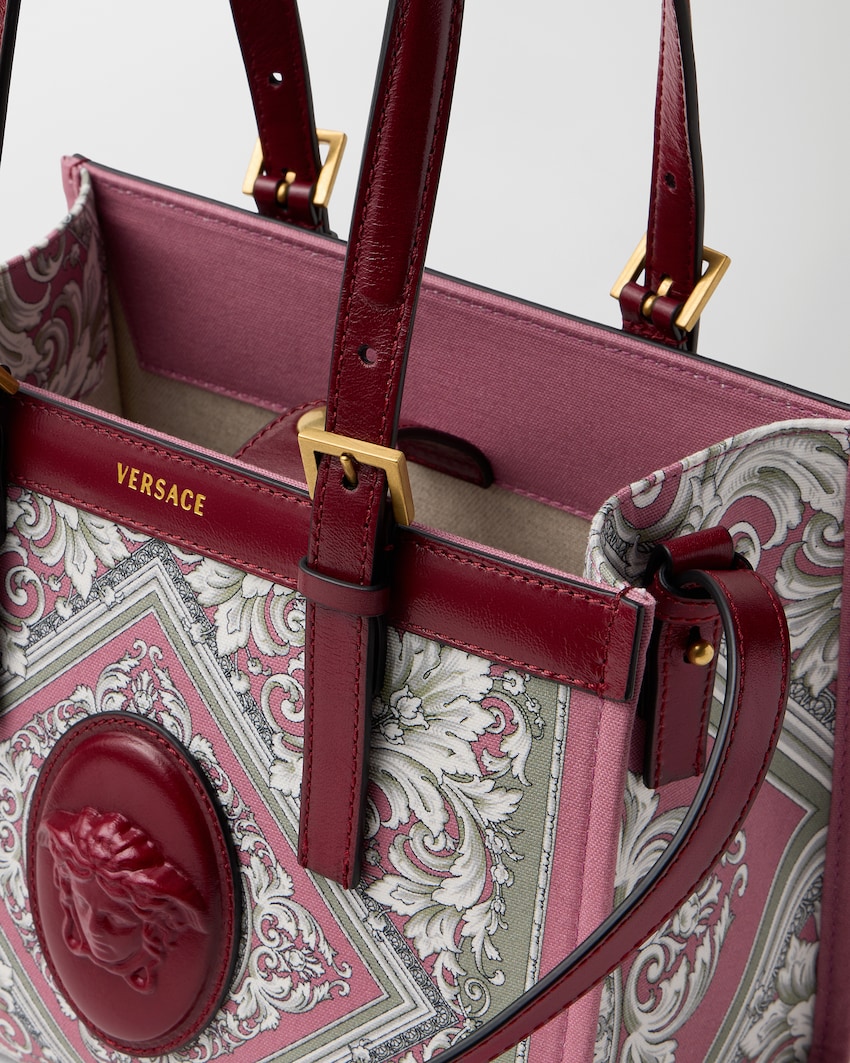 Rivi&egrave;re Printed Mini Canvas Tote Gray+Pink 6