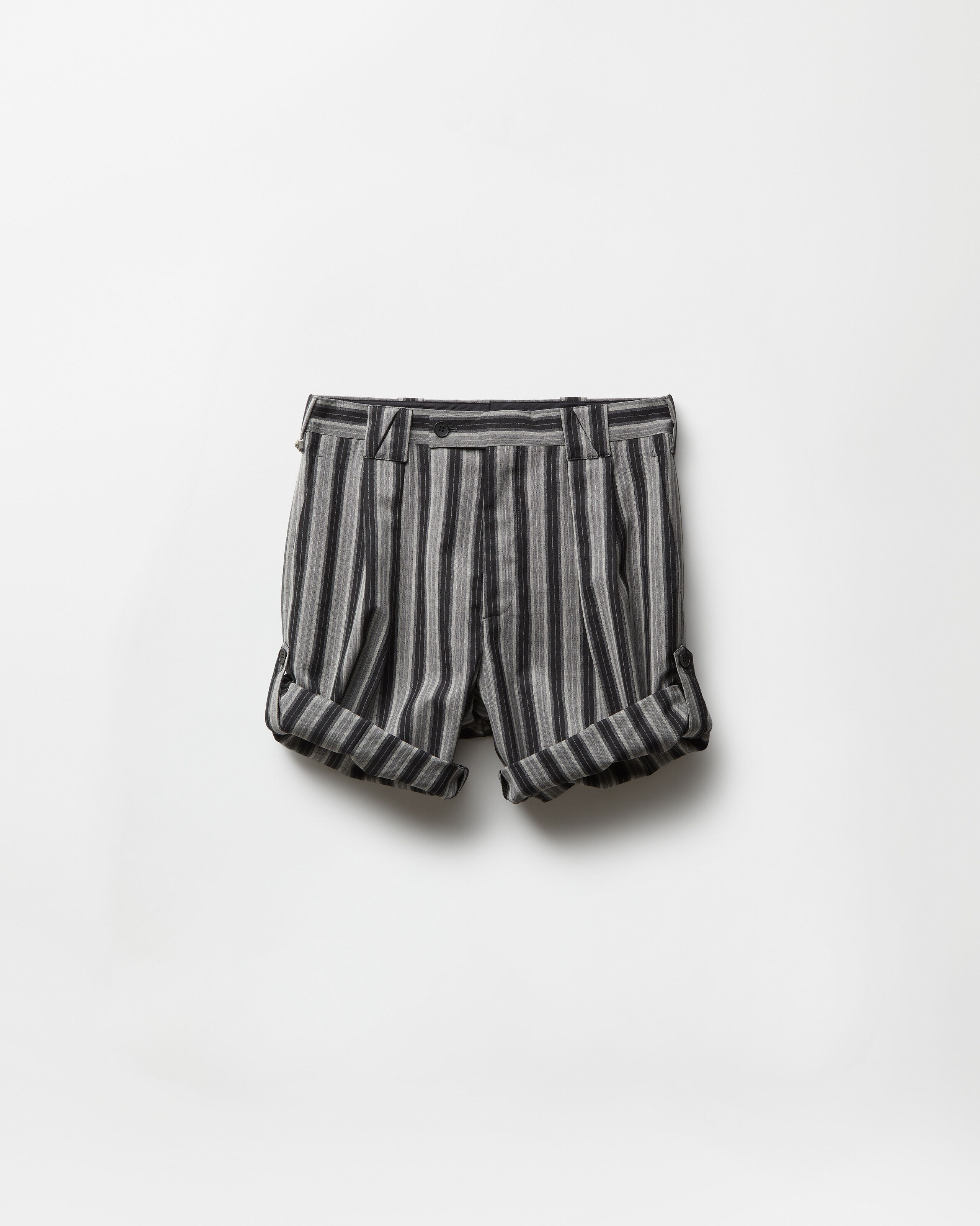 Pinstripe Wool Formal Shorts Black,Gray | VERSACE US