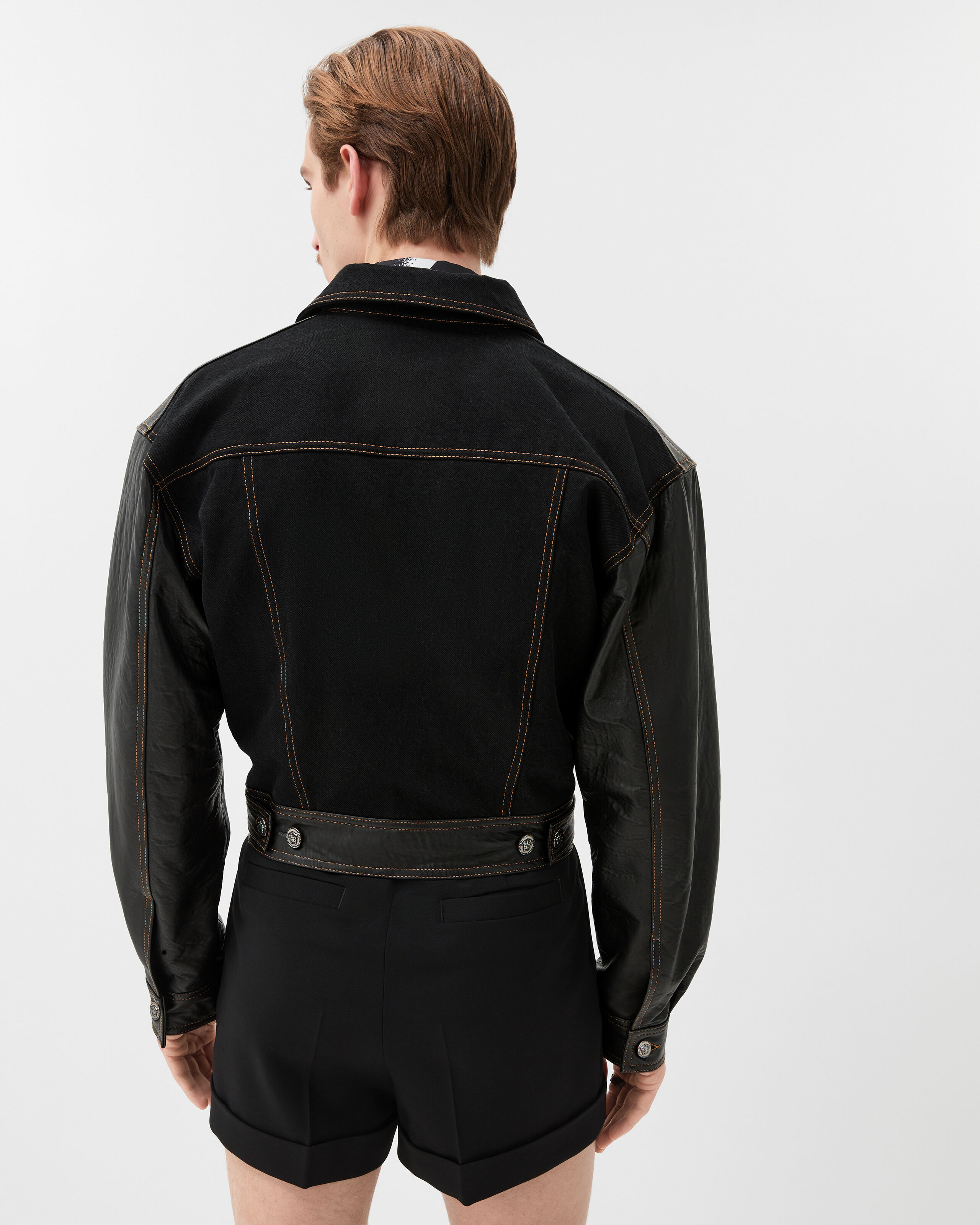 Denim & Leather Blouson Black | VERSACE IN