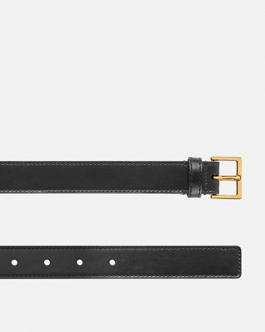 Versace Logo Leather Belt 1.6" Black+Gold 2