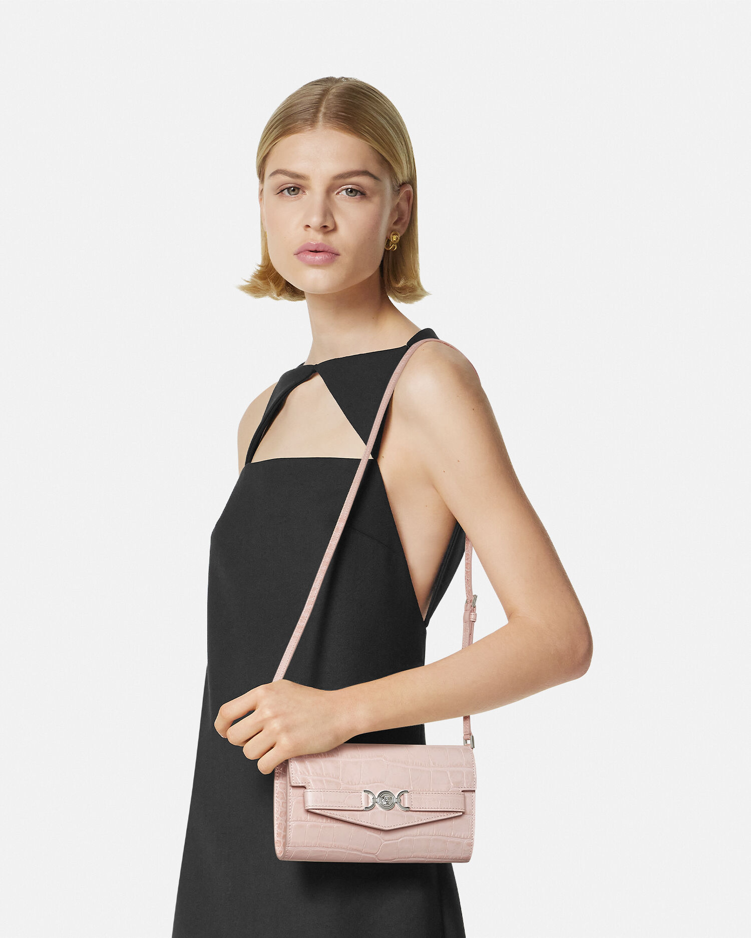 Croc Effect Medusa 95 Crossbody Bag Pink VERSACE US