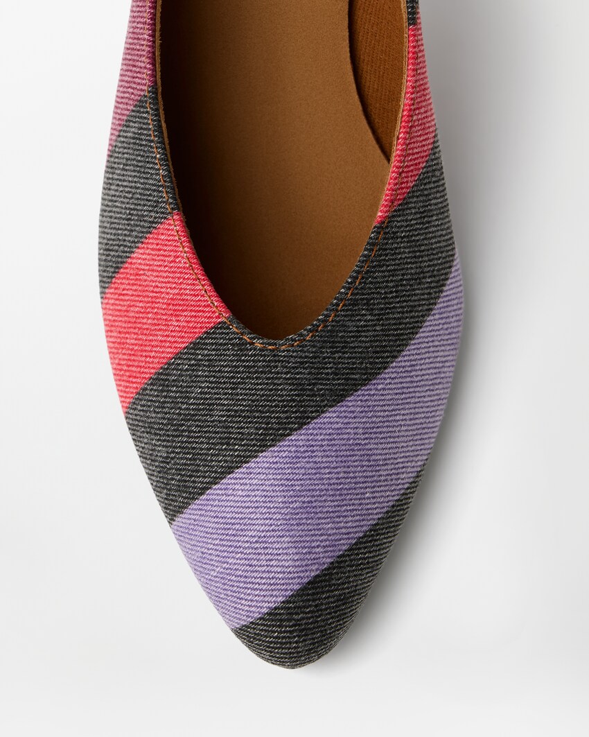 Tina Striped Denim Pumps 65 mm Multicolor 5