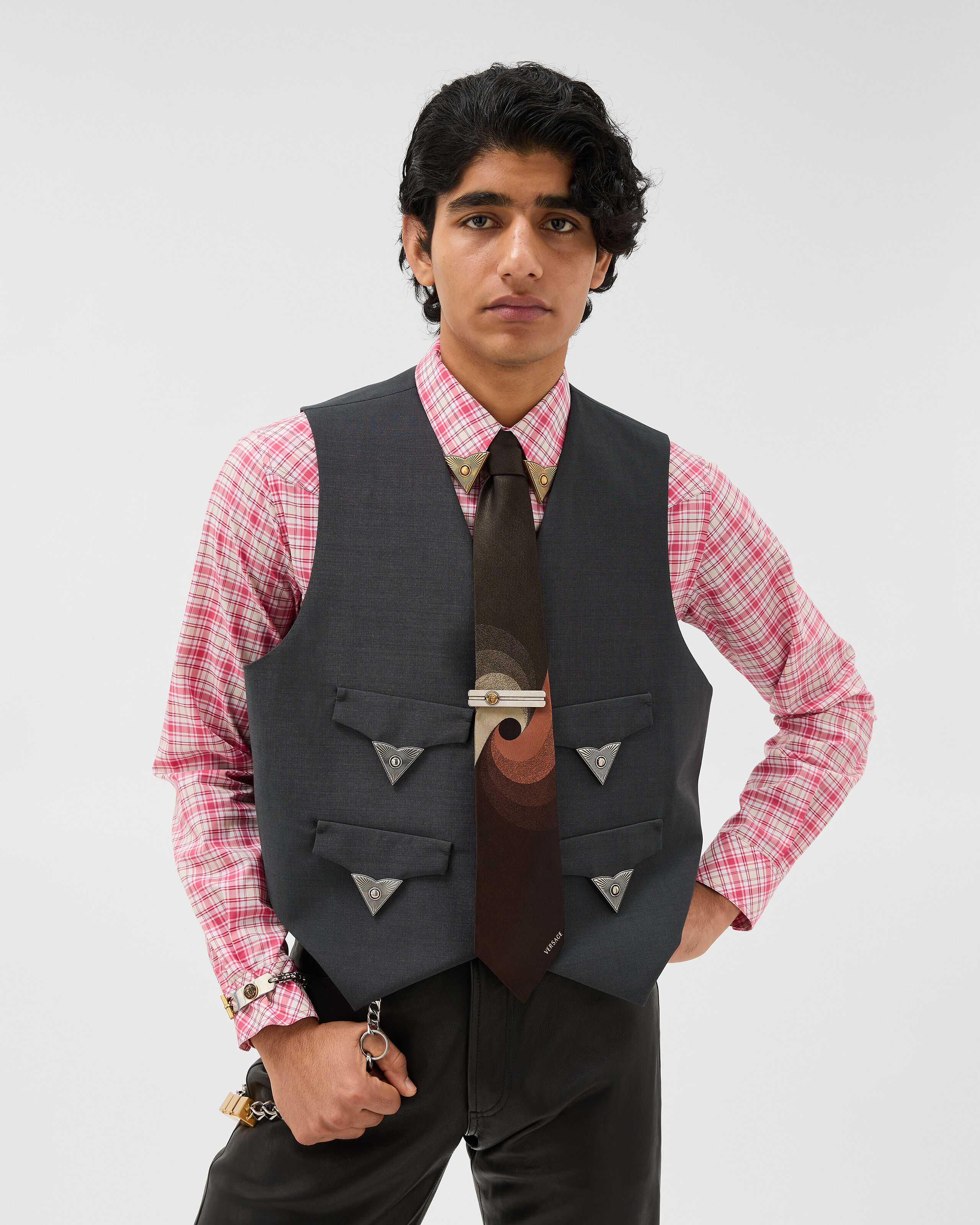 Wool-Mohair Vest Gray | VERSACE