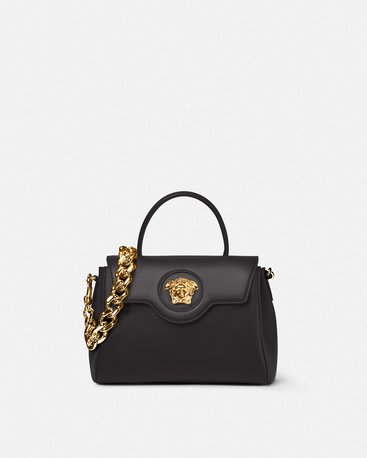 VERSACE メデューサ ハンドバッグ トップハンドル La Medusa Leather Top-Handle Black | VERSACE US