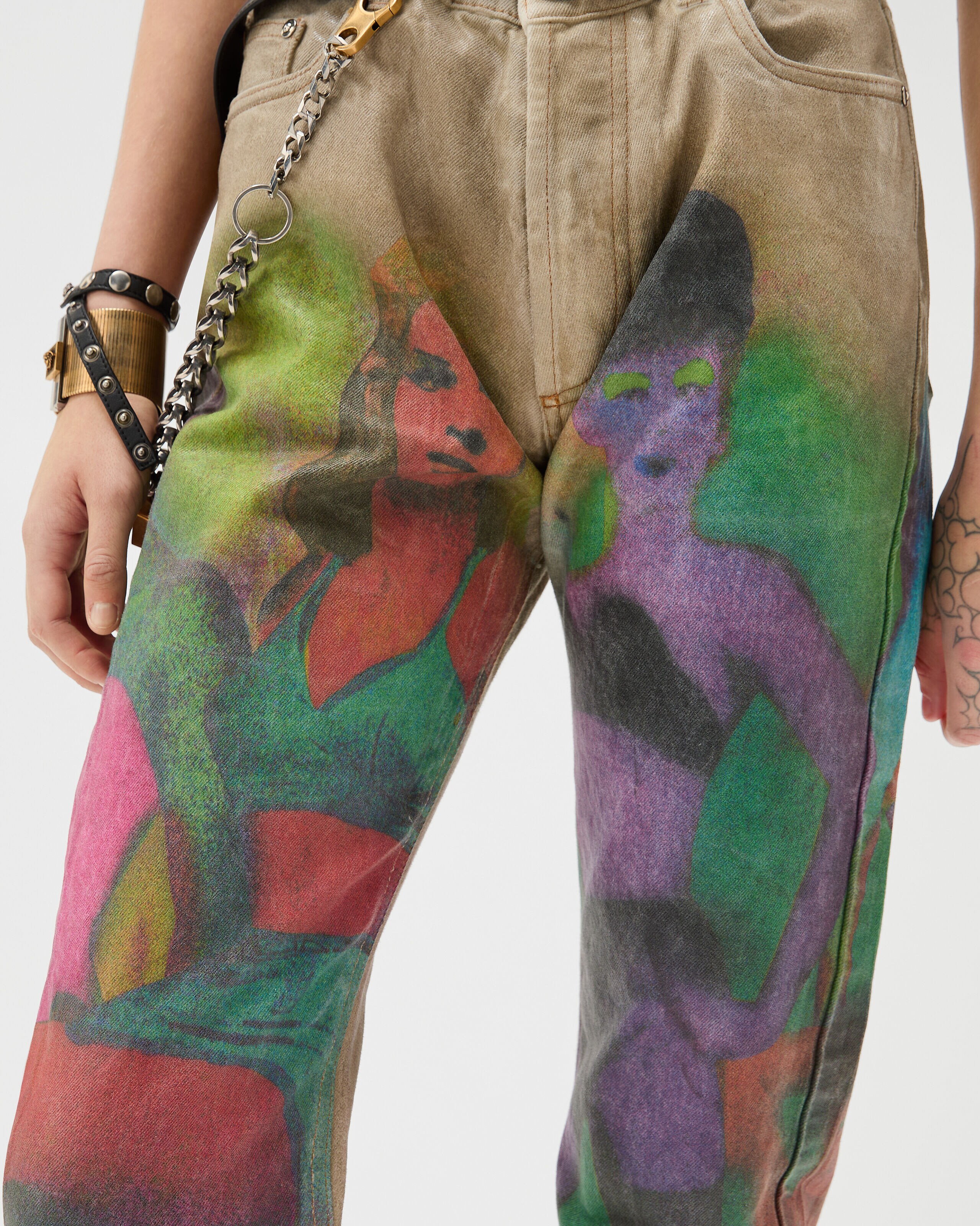 Printed Straight Jeans Multicolor | VERSACE US