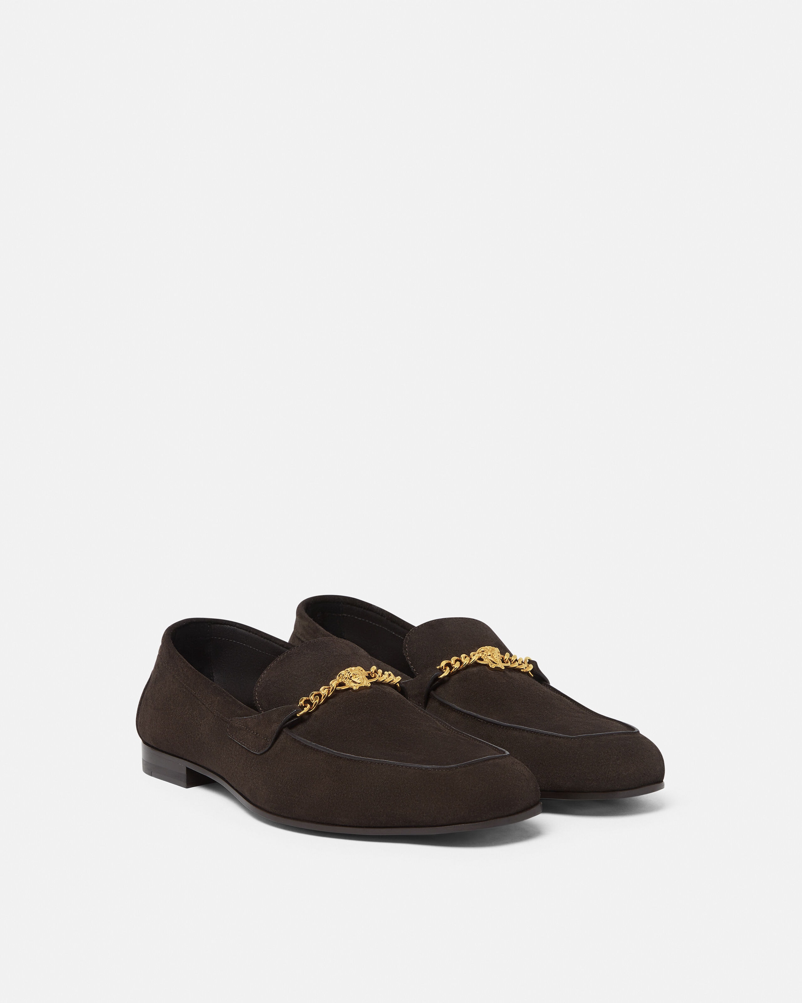 Medusa Suede Loafers Brown | VERSACE US