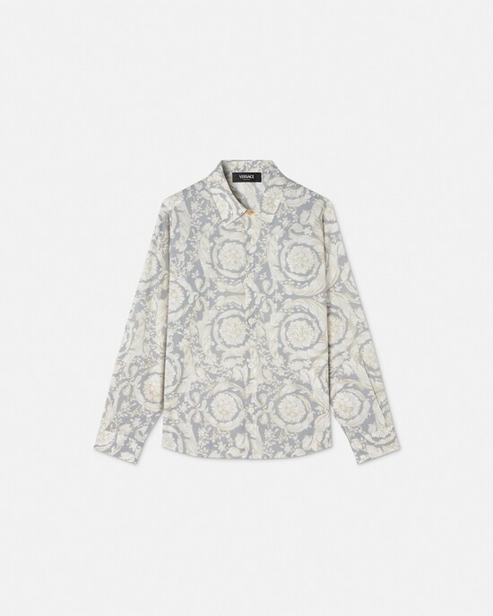 Kids Printed Cotton-Poplin Shirt Gray 1