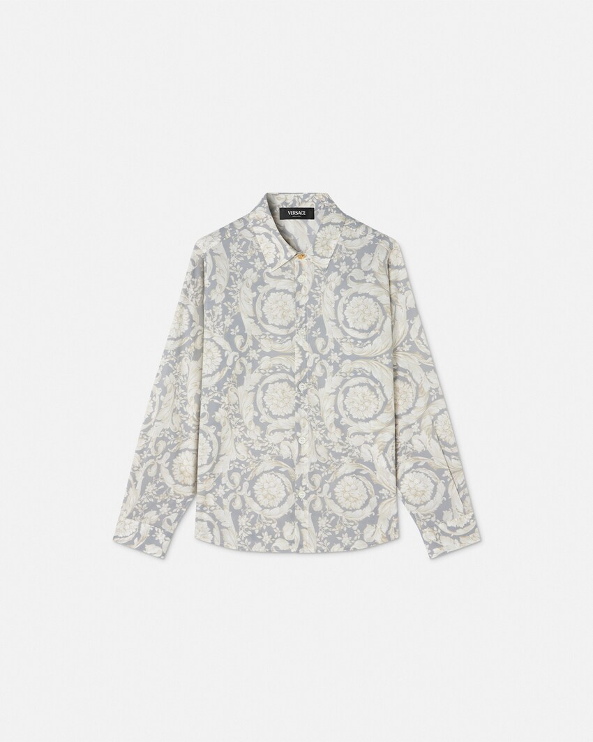 Kids Printed Cotton-Poplin Shirt Gray 1