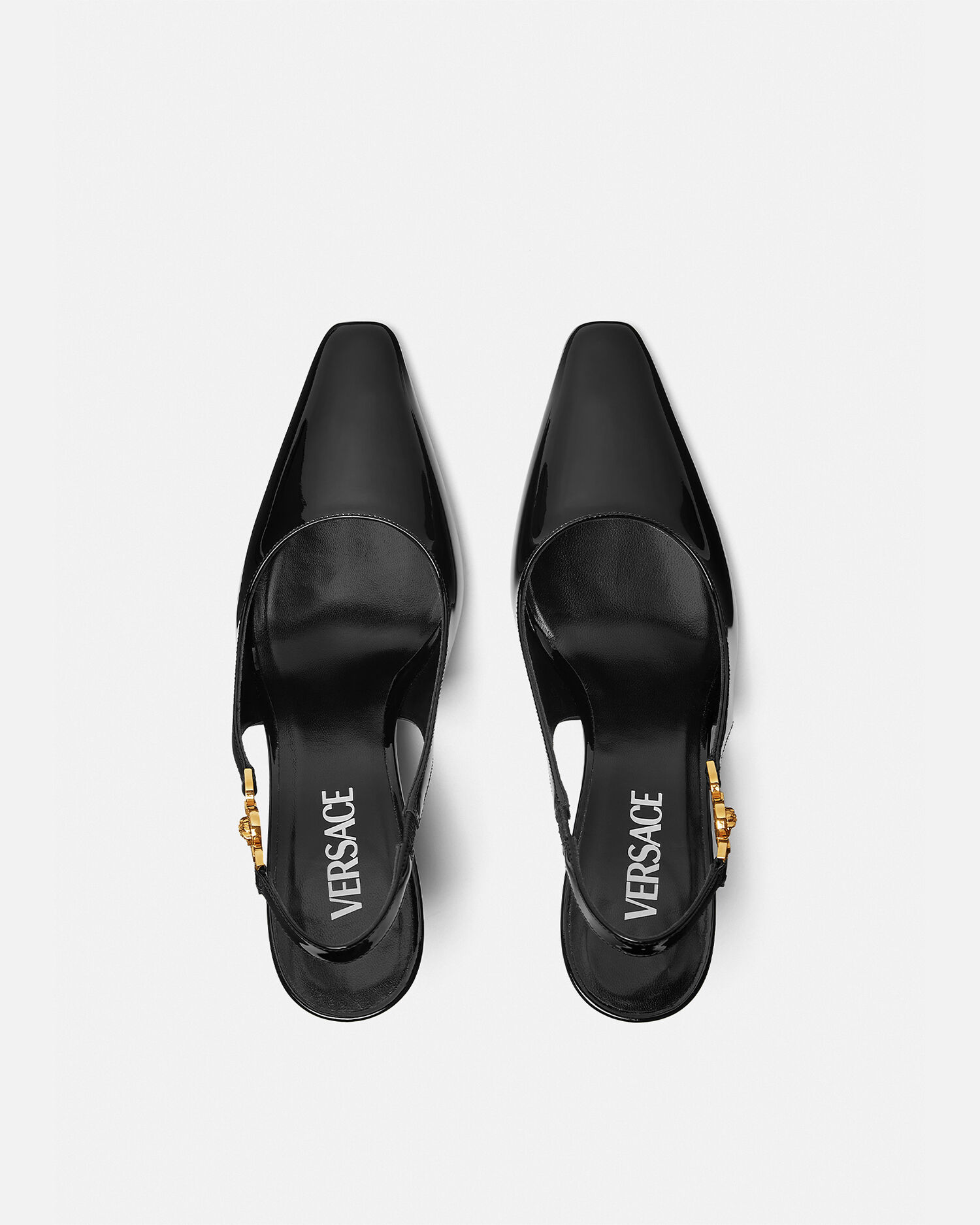 Medusa '95 Slingback Pumps 85 mm Black,Gold | VERSACE US