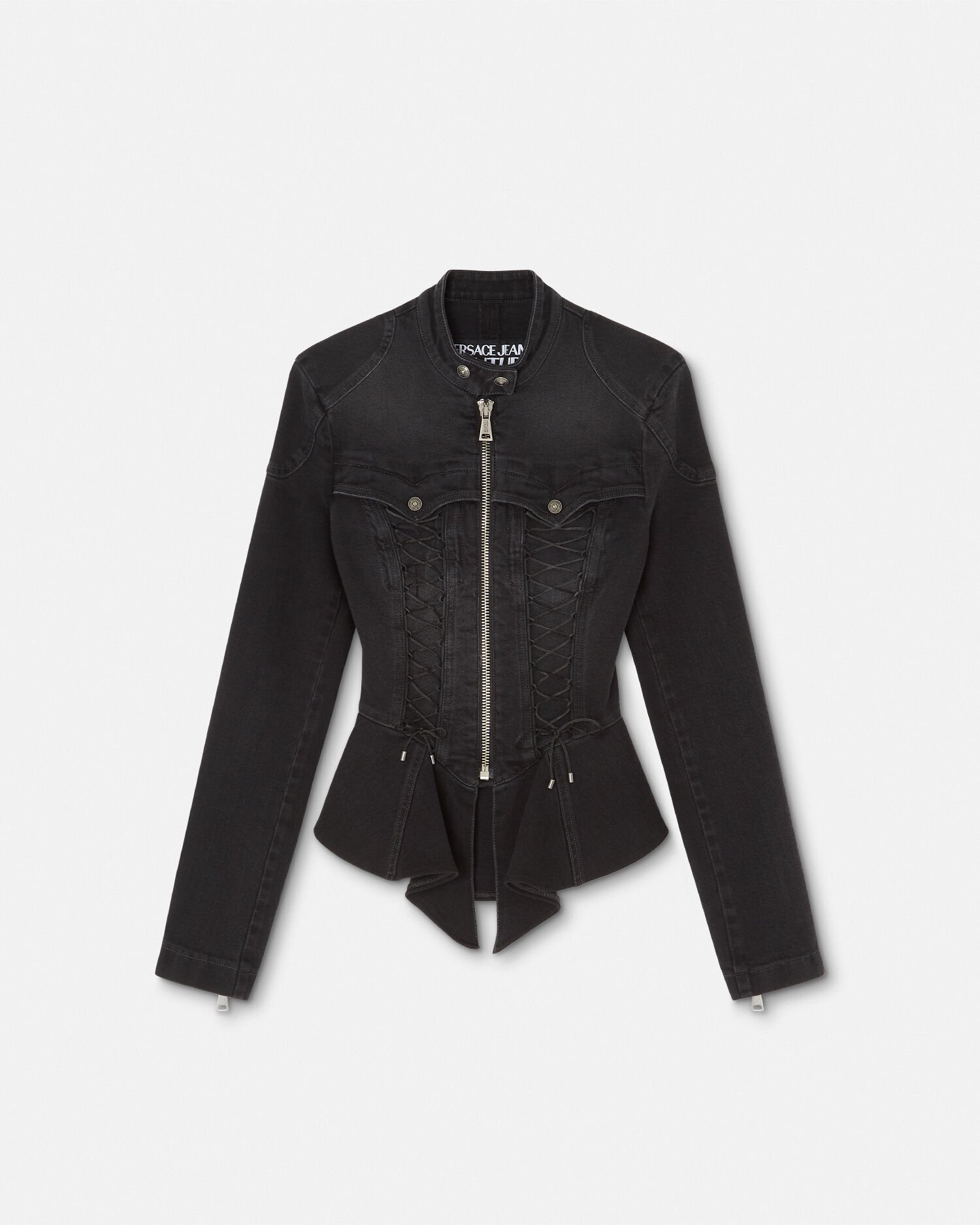 Versace black denim jacket top