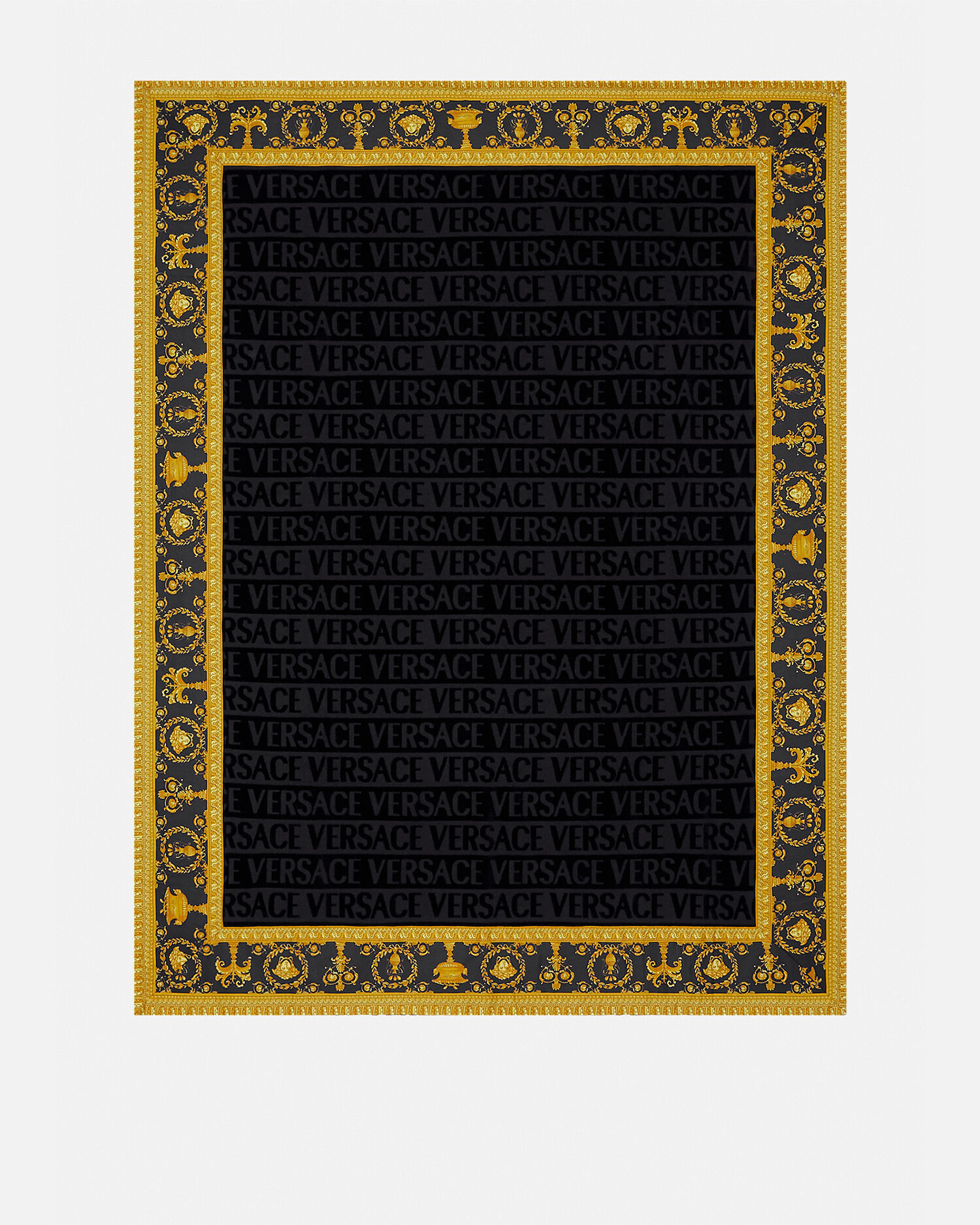 I Baroque Beach Towel Black Versace US
