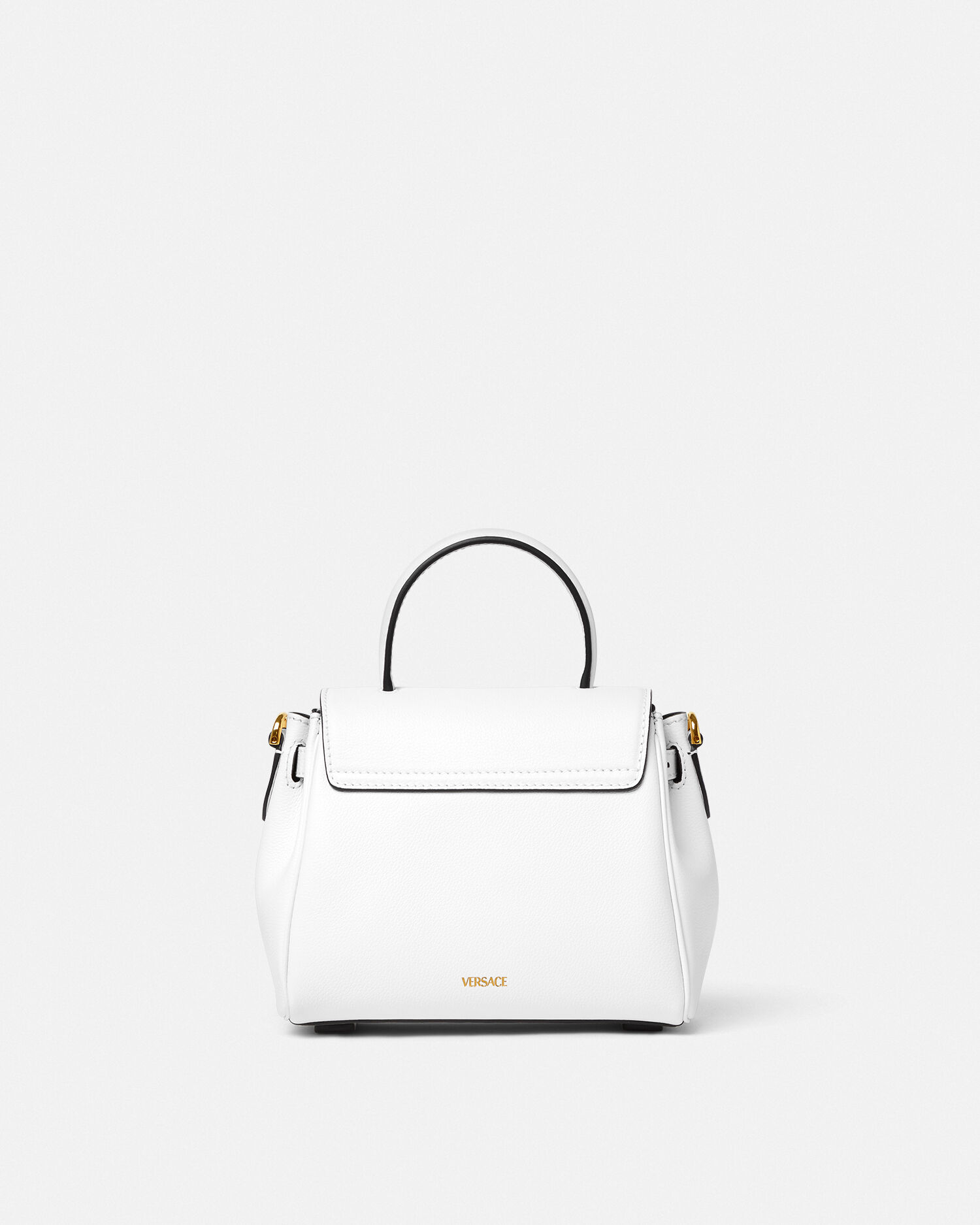 La Medusa Small Leather Top-Handle White | VERSACE US