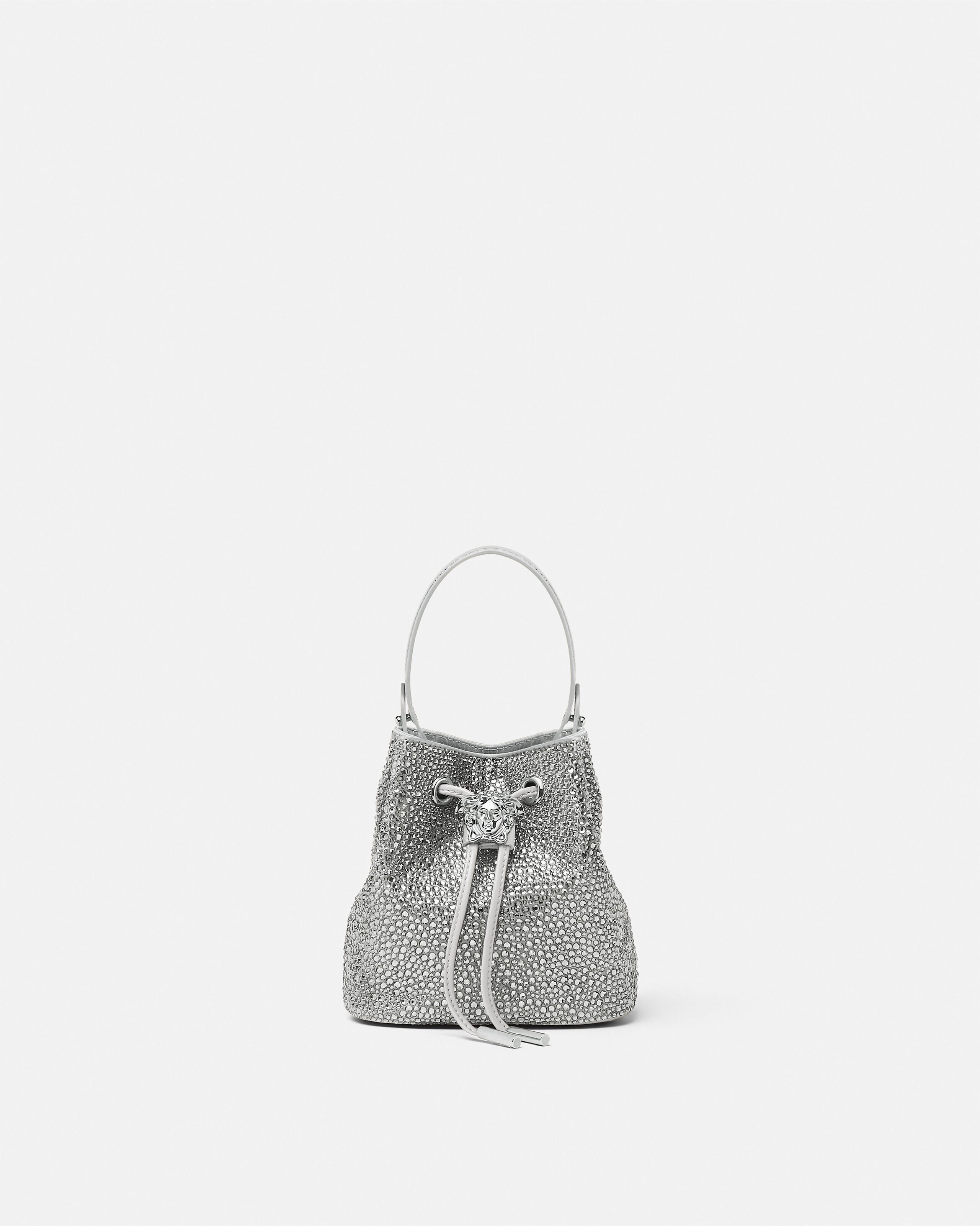 Versace la medusa embellished satin mini bucket bag