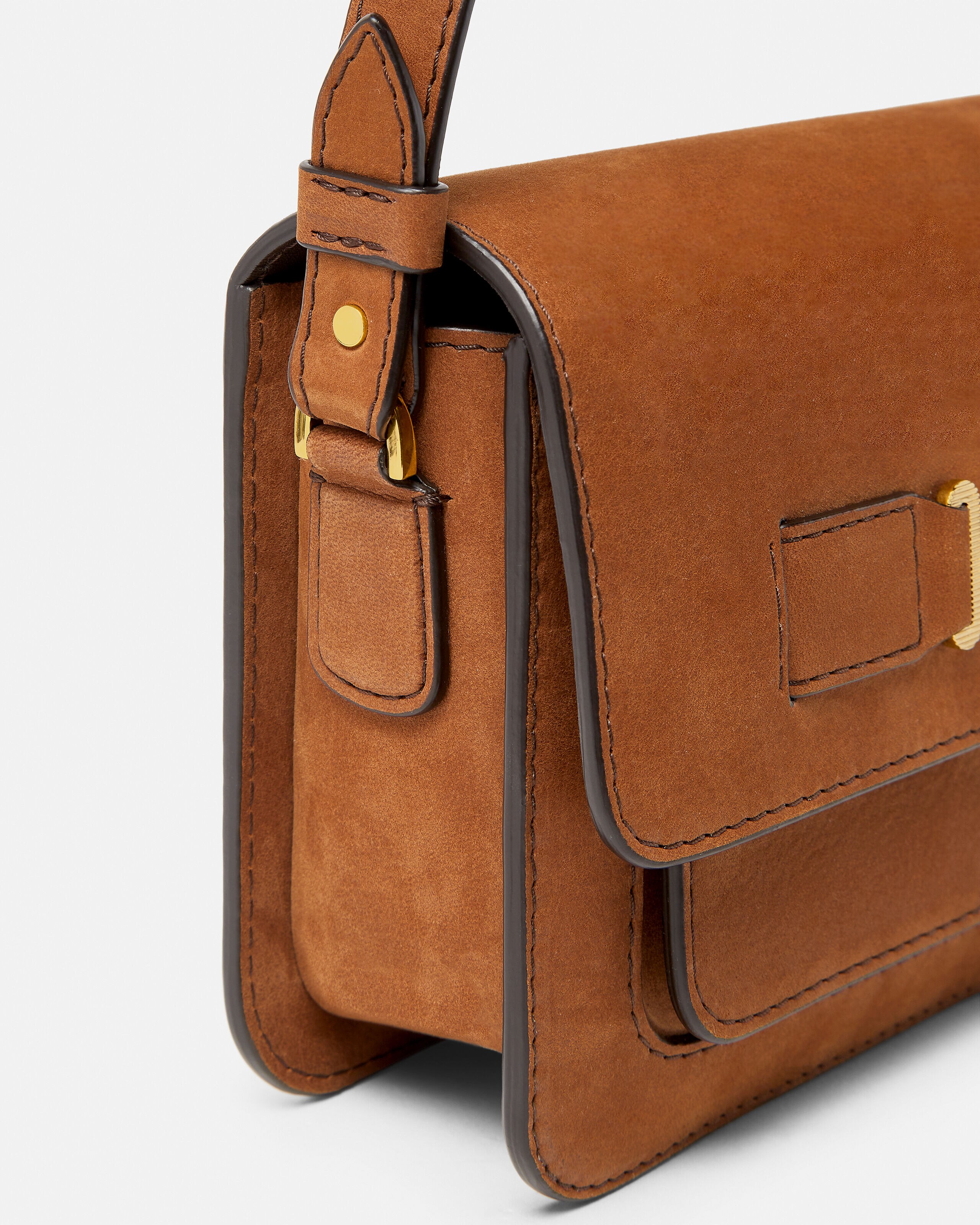 Medusa Biggie Nabuck Messenger Bag Brown | VERSACE UK