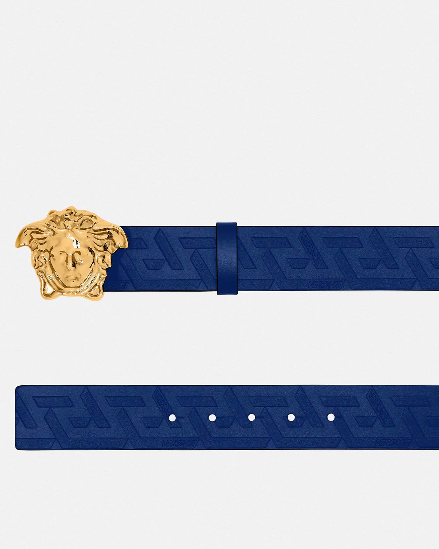 La Medusa Greca Leather Belt Blue Versace US