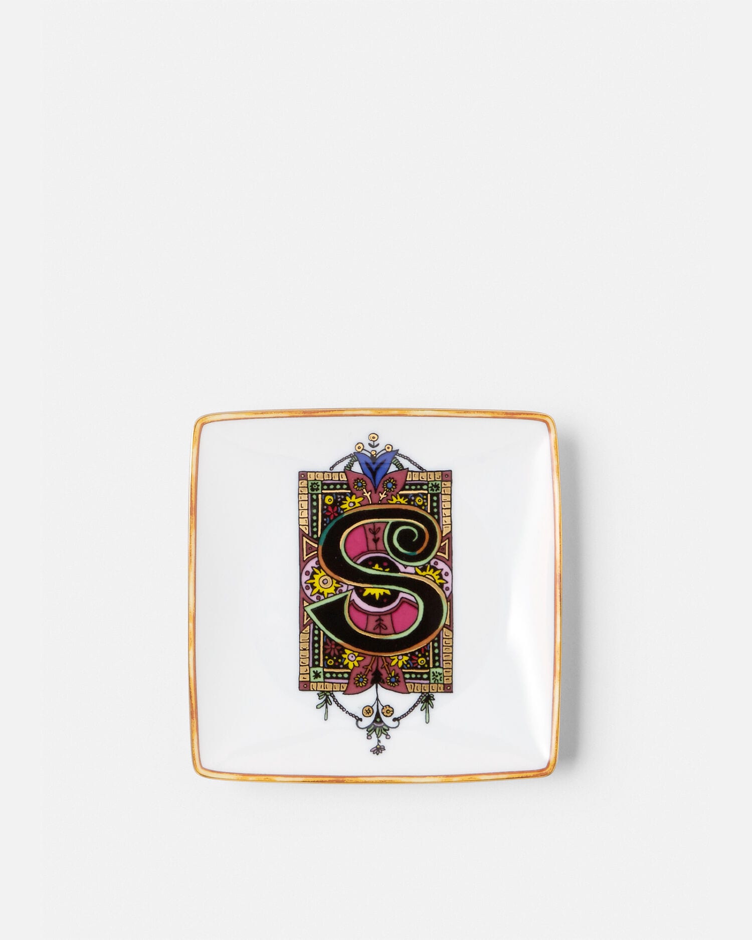 Versace Alphabet S Small Square Plate 12 cm Print | VERSACE US