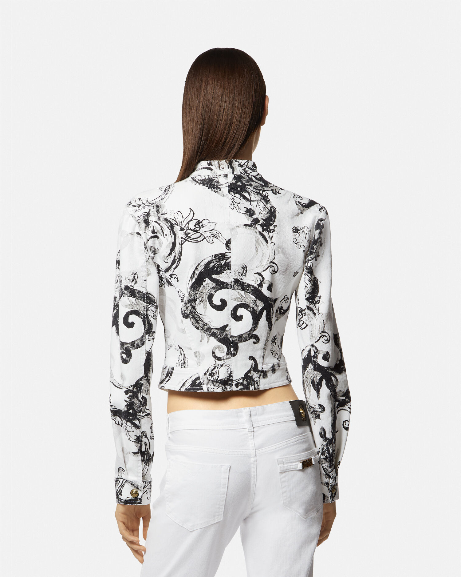 White denim biker jacket online