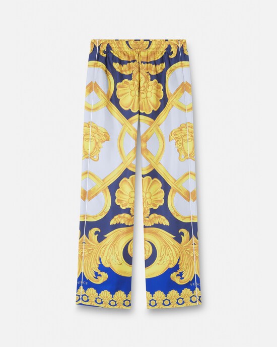Versace Barocco 660 Silk Pajama Bottoms blue+gold 1