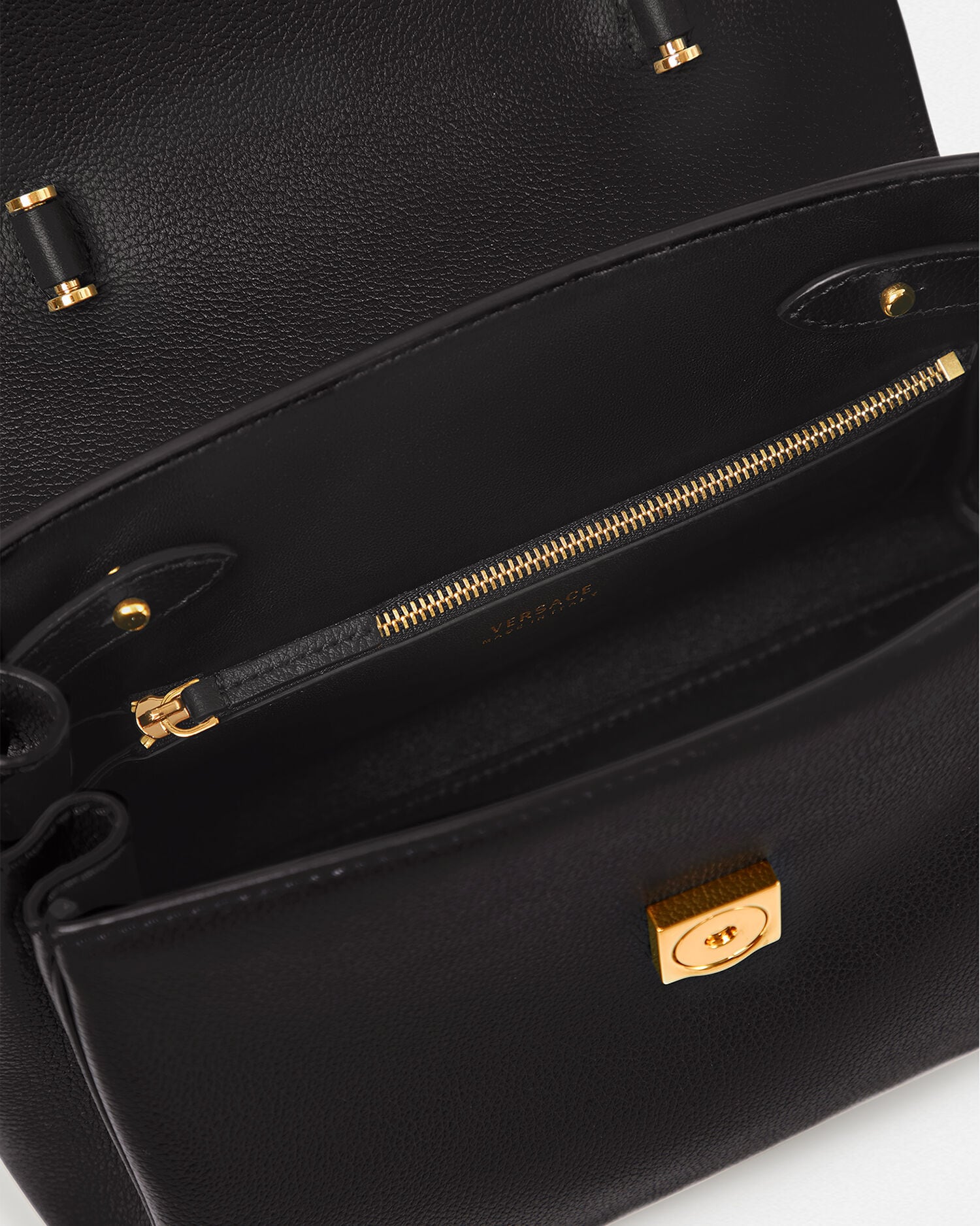 La Medusa Leather Top-Handle Black | VERSACE CA