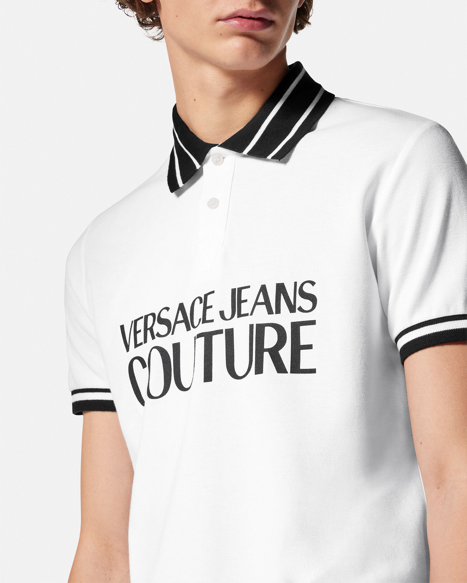 Polo maniche corte con logo Versace Jeans Couture Uomo Shop