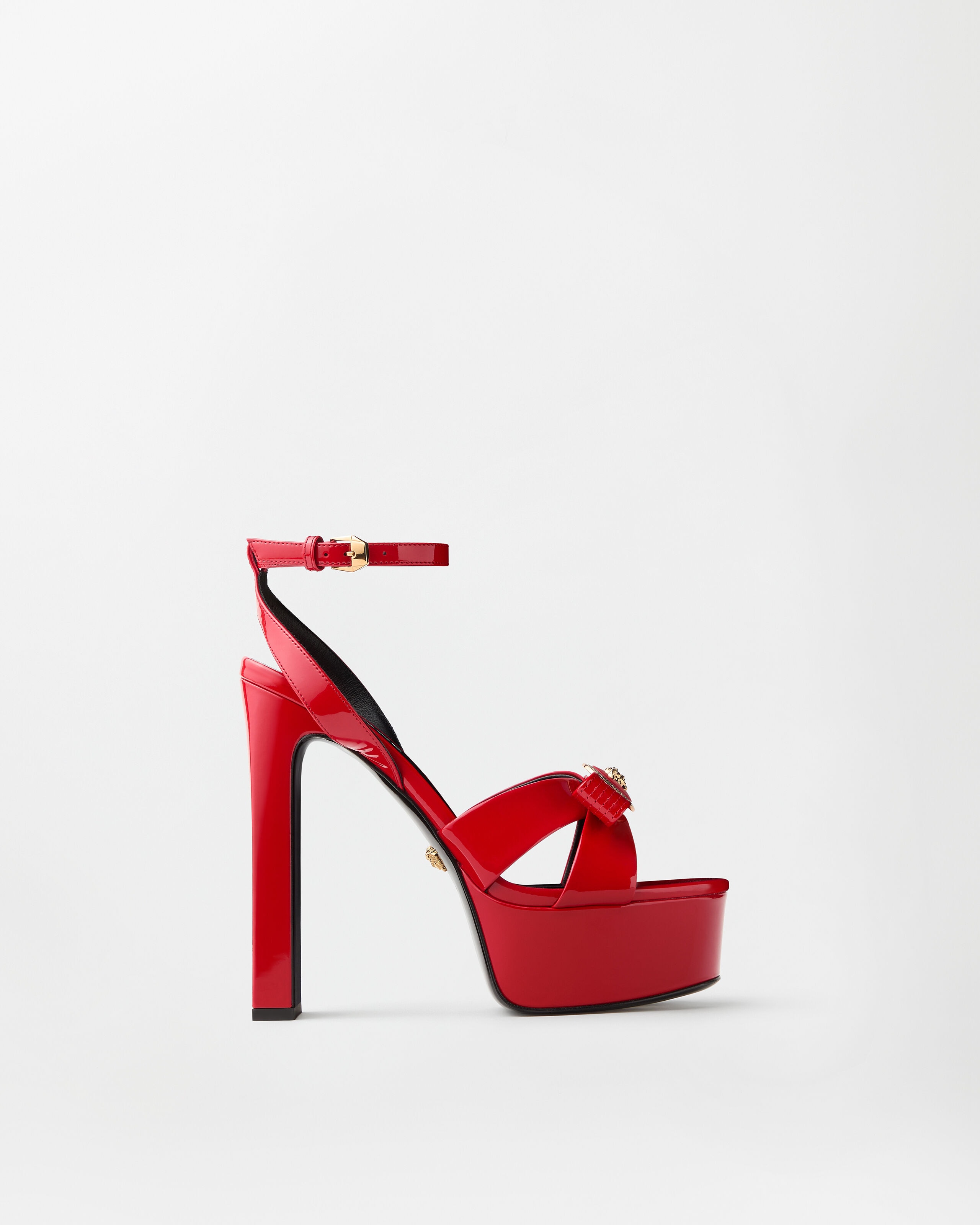 Versace gianni ribbon patent sandals 140 mm
