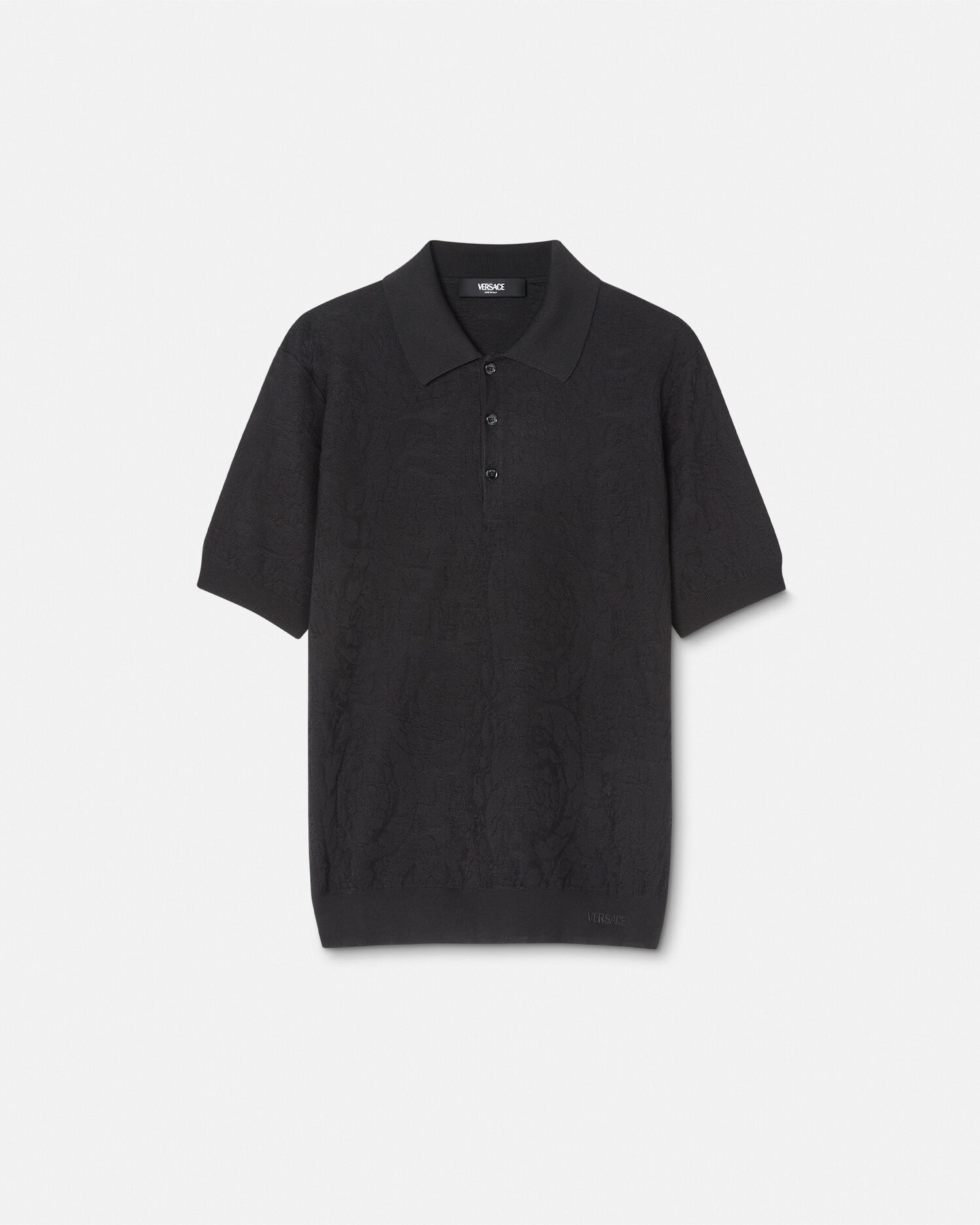 Silk-Cotton Knit Polo Black | VERSACE