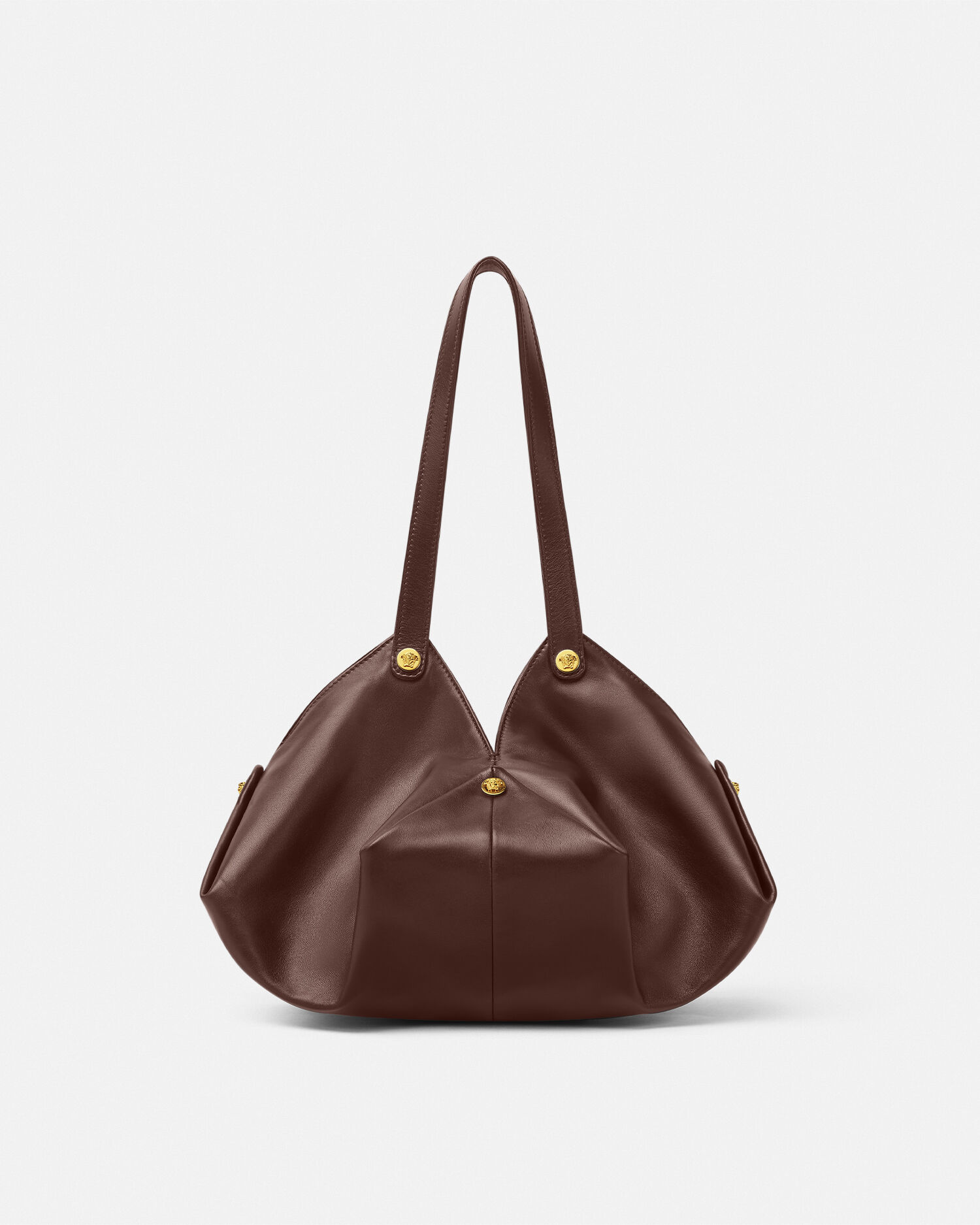 Protea Nappa Shoulder Bag Brown | VERSACE US