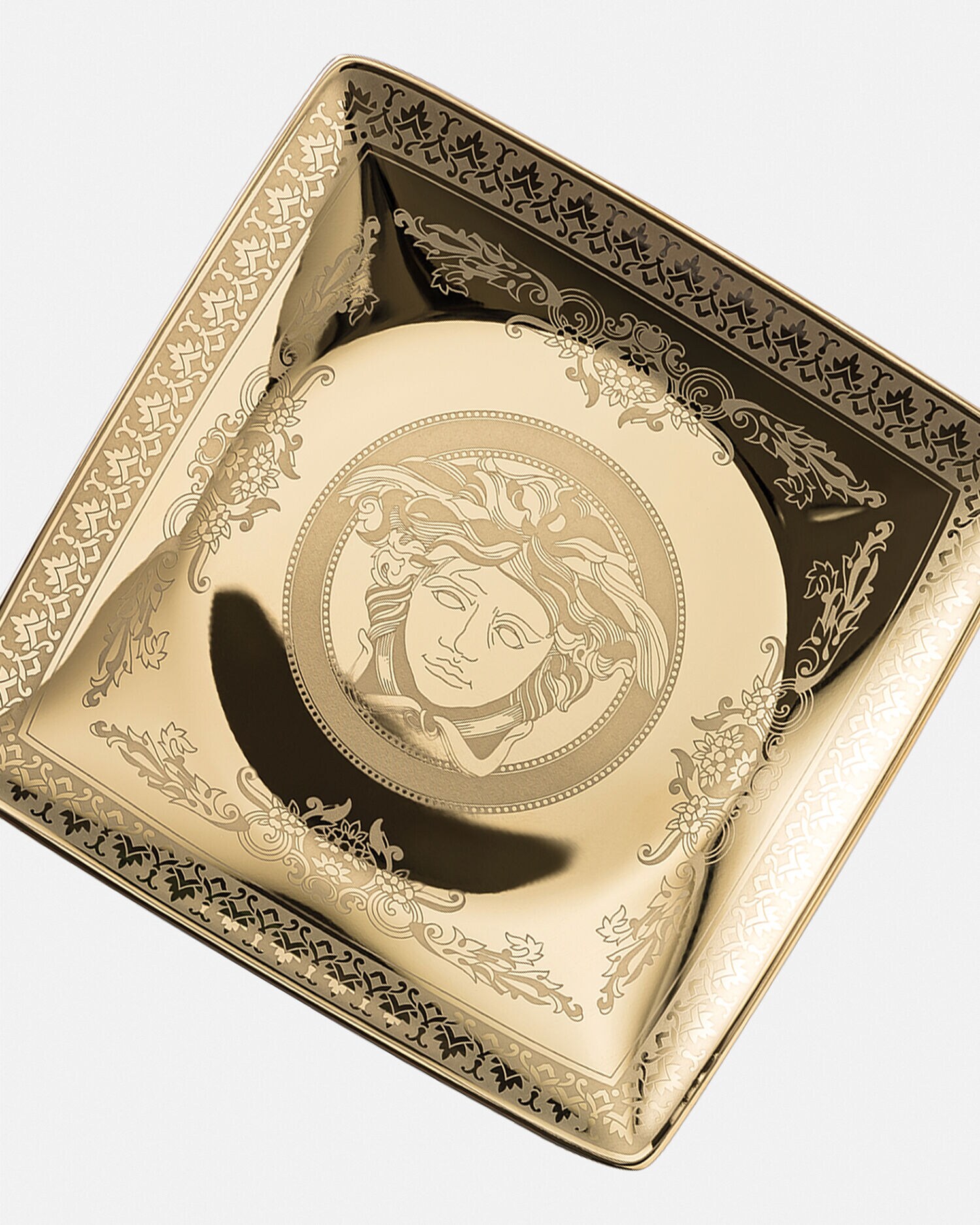 Golden Medusa Small Square Plate 12 cm Multicolor | VERSACE US