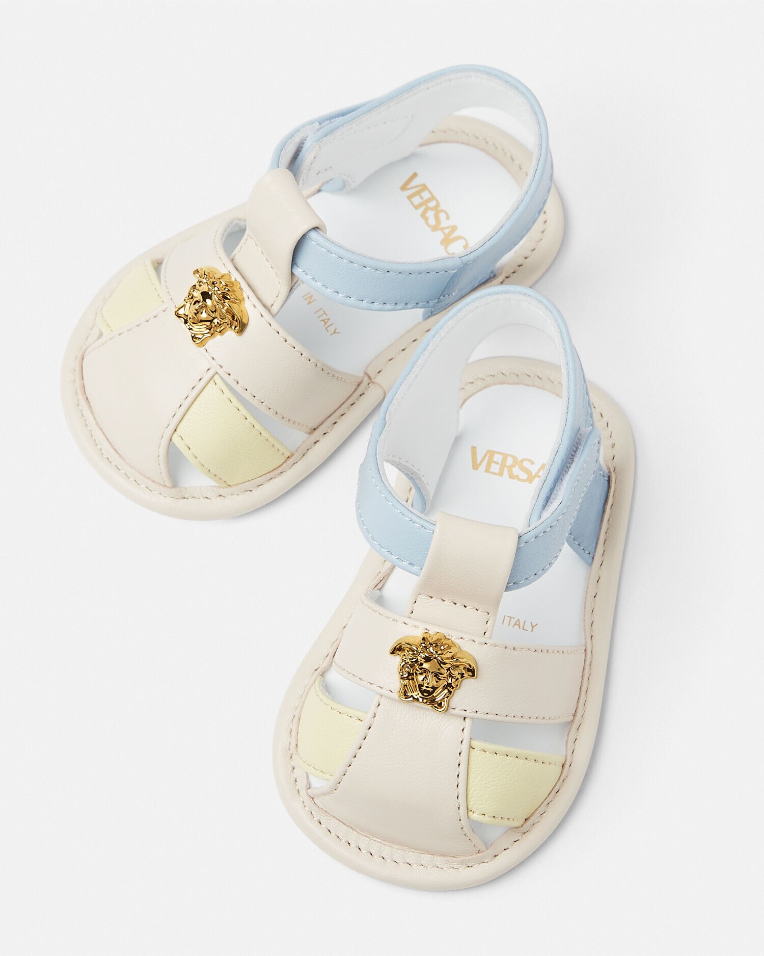 Medusa Baby Sandals White Blue VERSACE