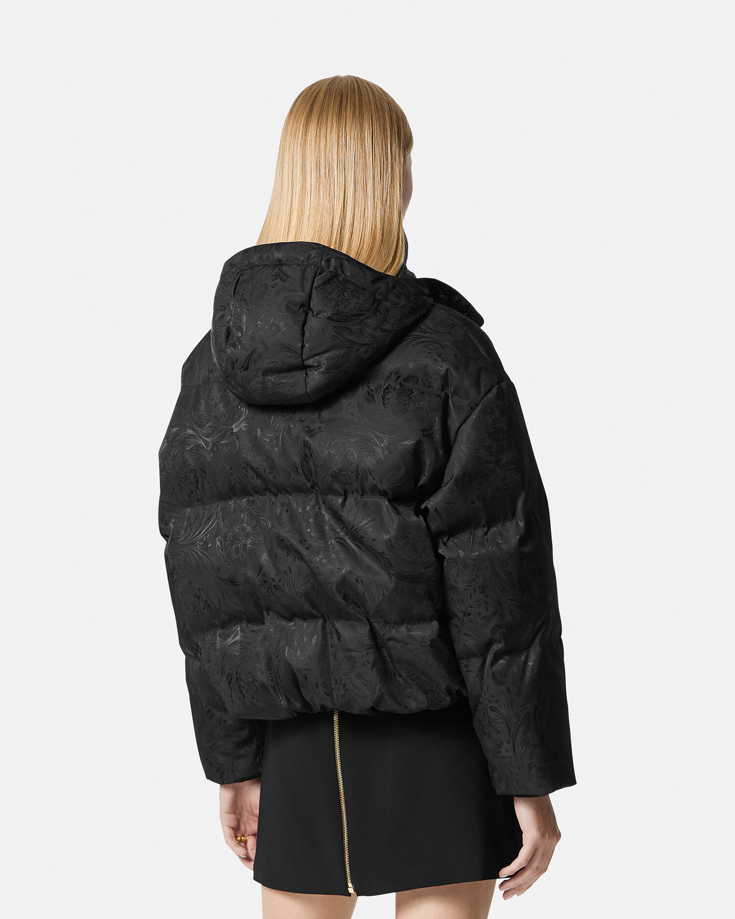 Barocco Silhouette Puffer Jacket Black Versace GB