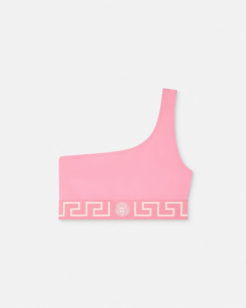 提花单肩比基尼上衣