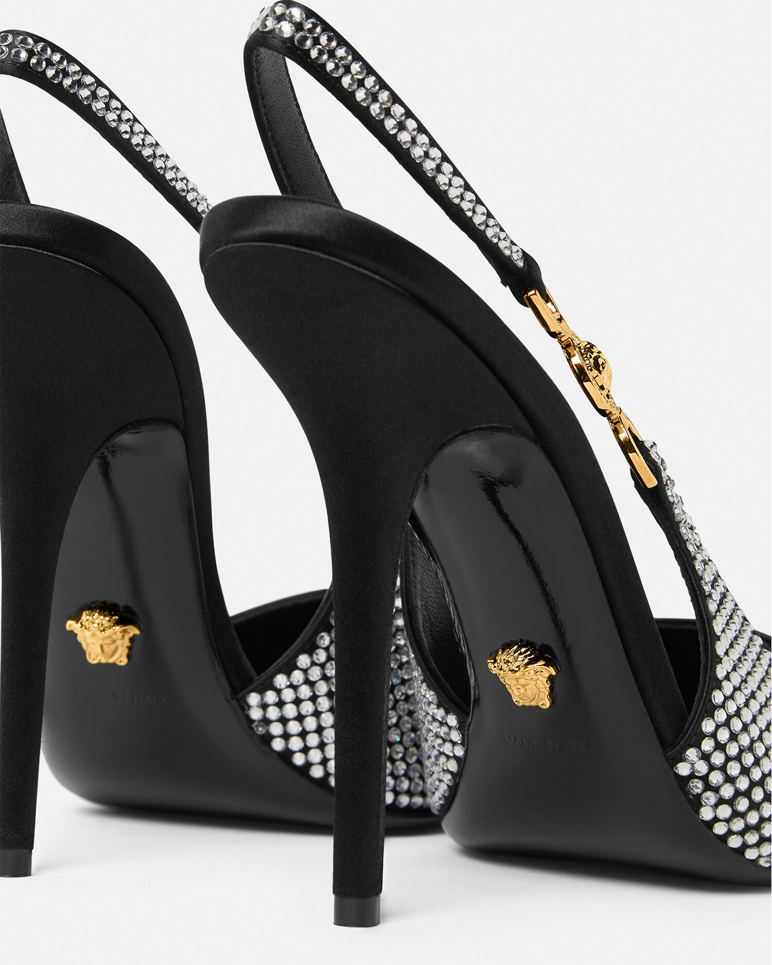 Silver versace heels online