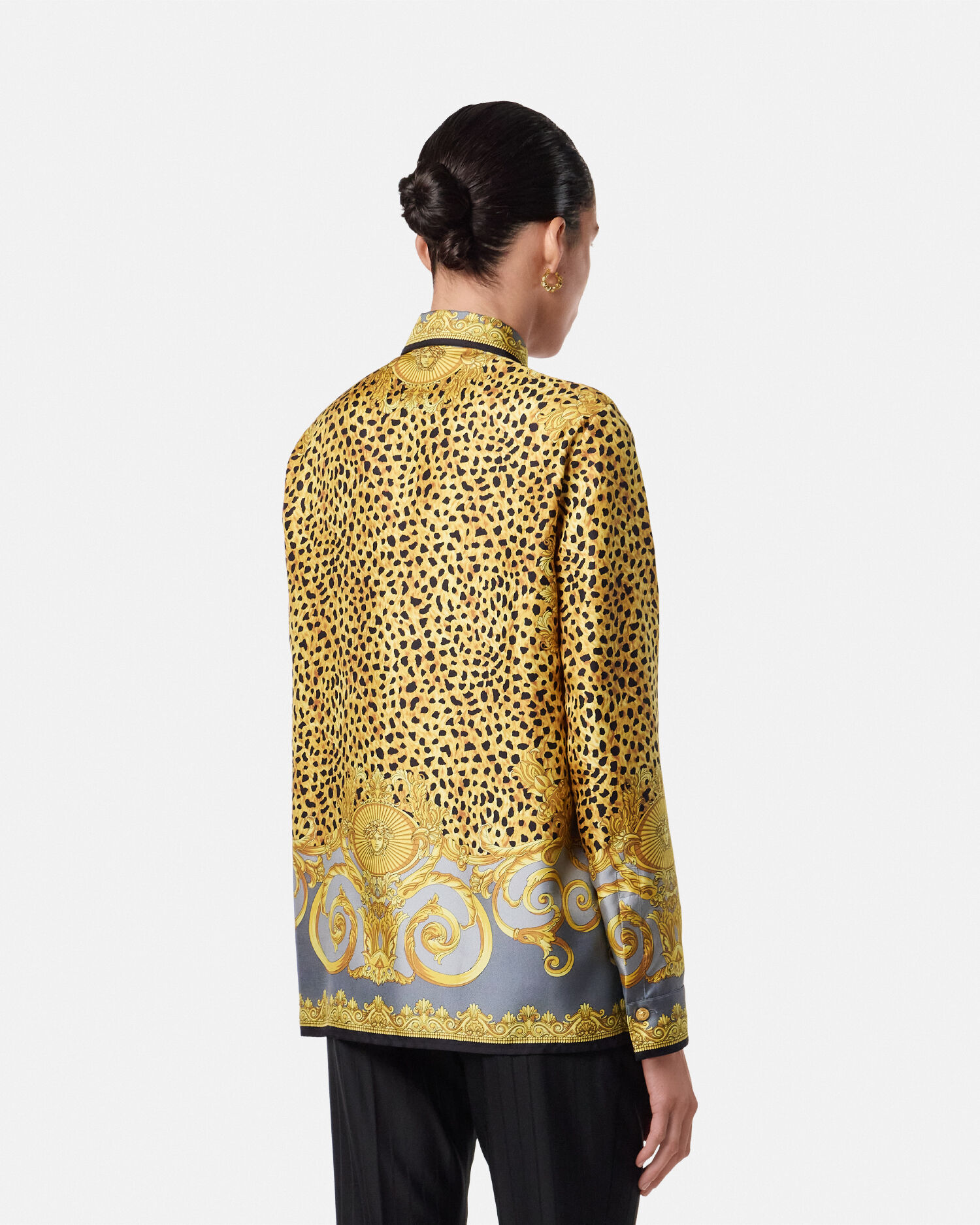 トップス ENG AVAILABLE: Versace Silk Cotton Shirt Underwater Barocco Silk Shirt Multicolor,Gold | VERSACE CA