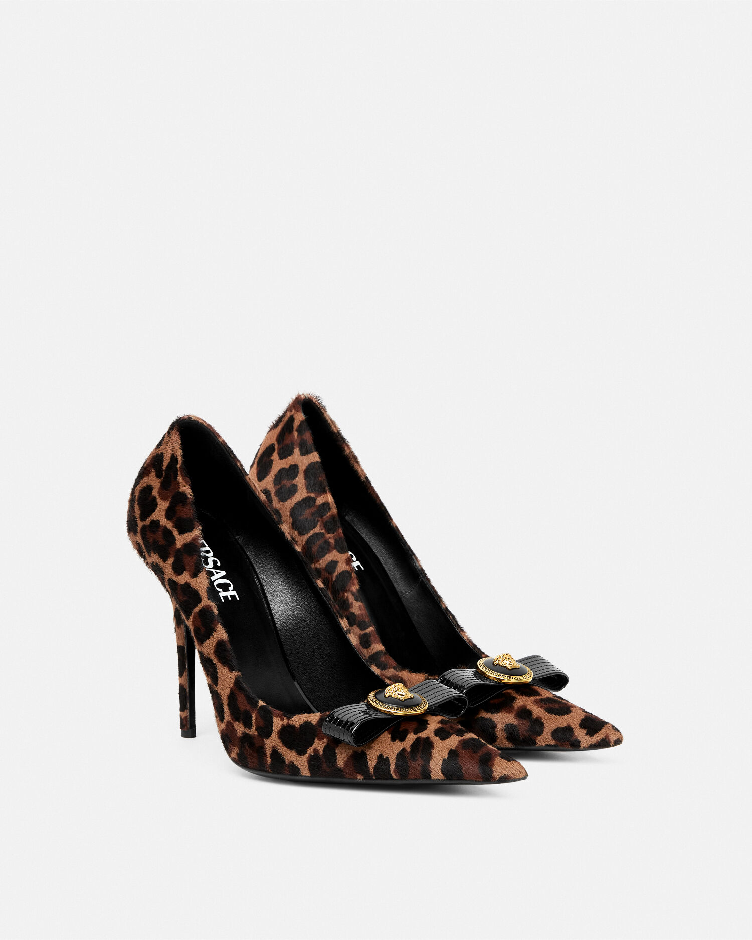 Leopard Gianni Ribbon Pumps 110 mm Animalier VERSACE US