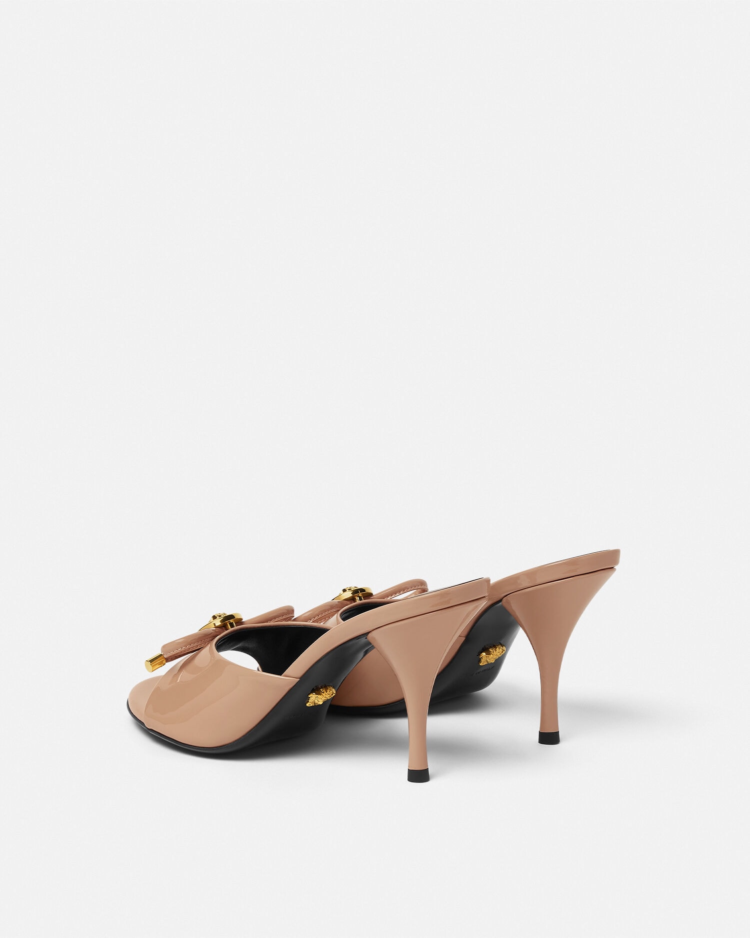 Opera Bow Patent Mules 85 mm Pink | VERSACE US