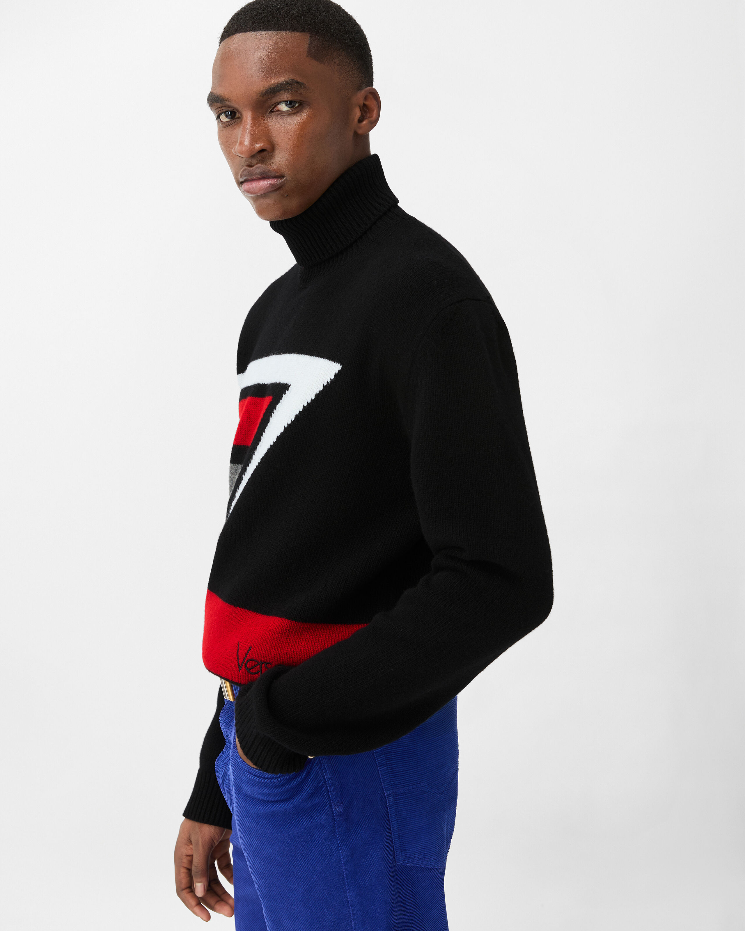 Wool Intarsia Knit Turtleneck Sweater | VERSACE