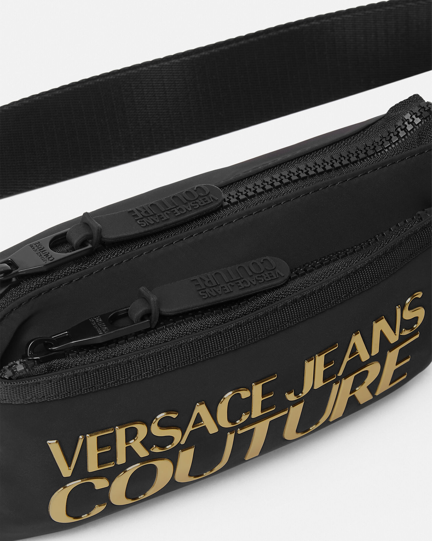 Logo Couture Belt Bag Black Gold VERSACE