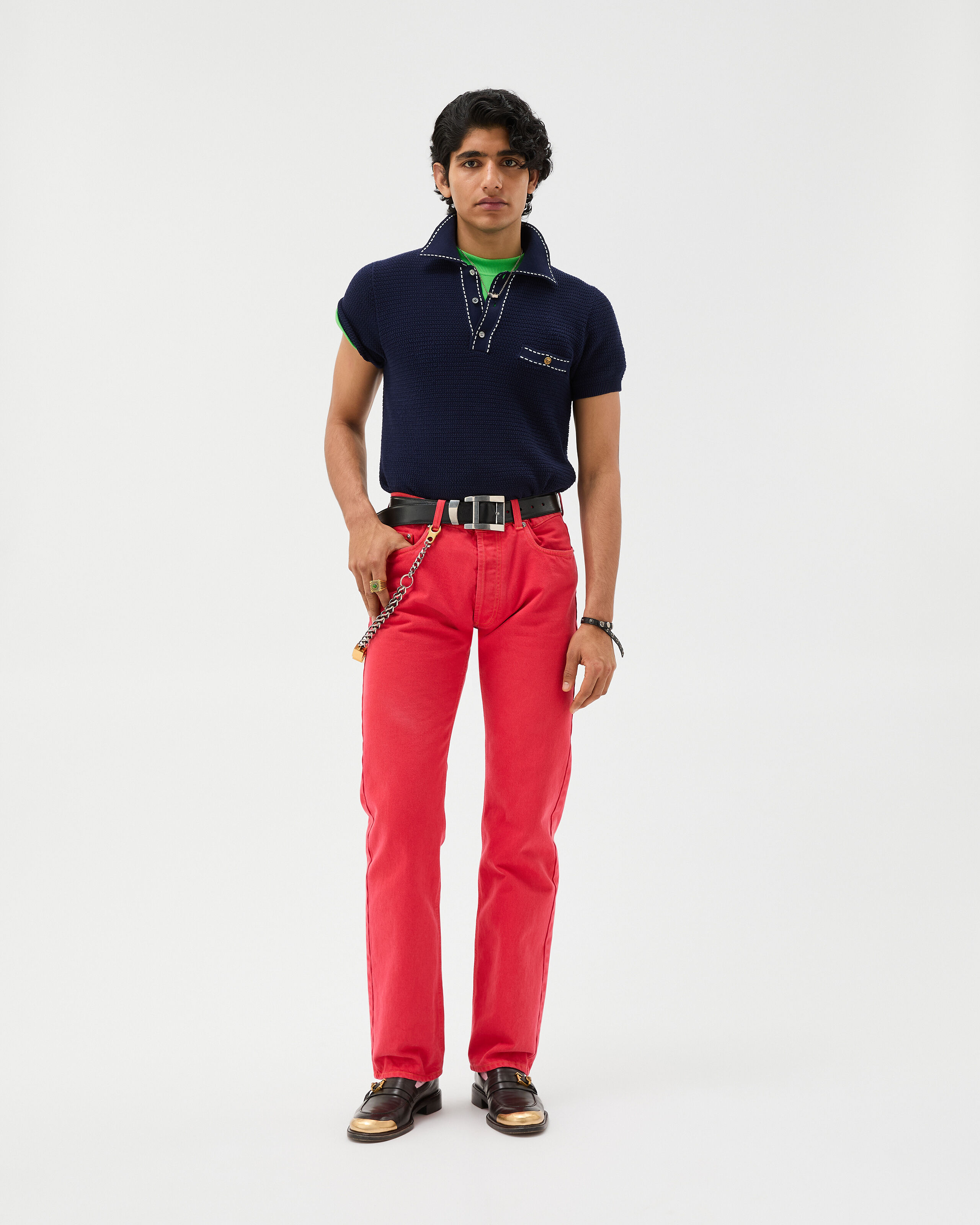 Cotton Knit Polo Blue | VERSACE US