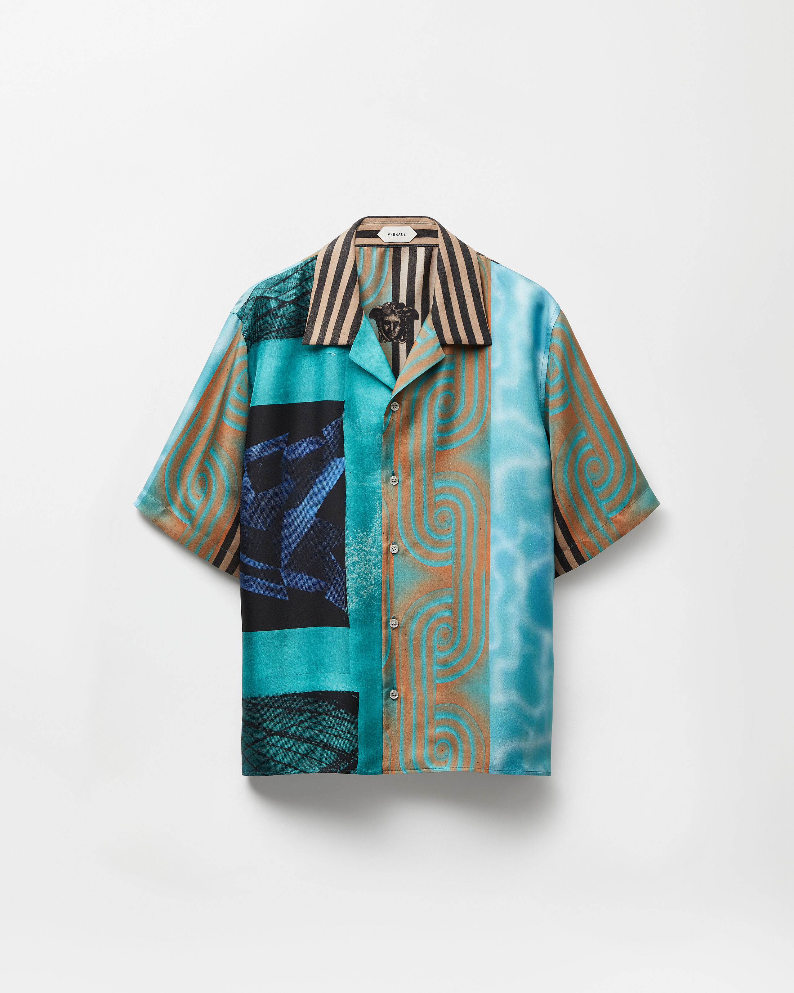 Printed Silk Twill Shirt Print | VERSACE US