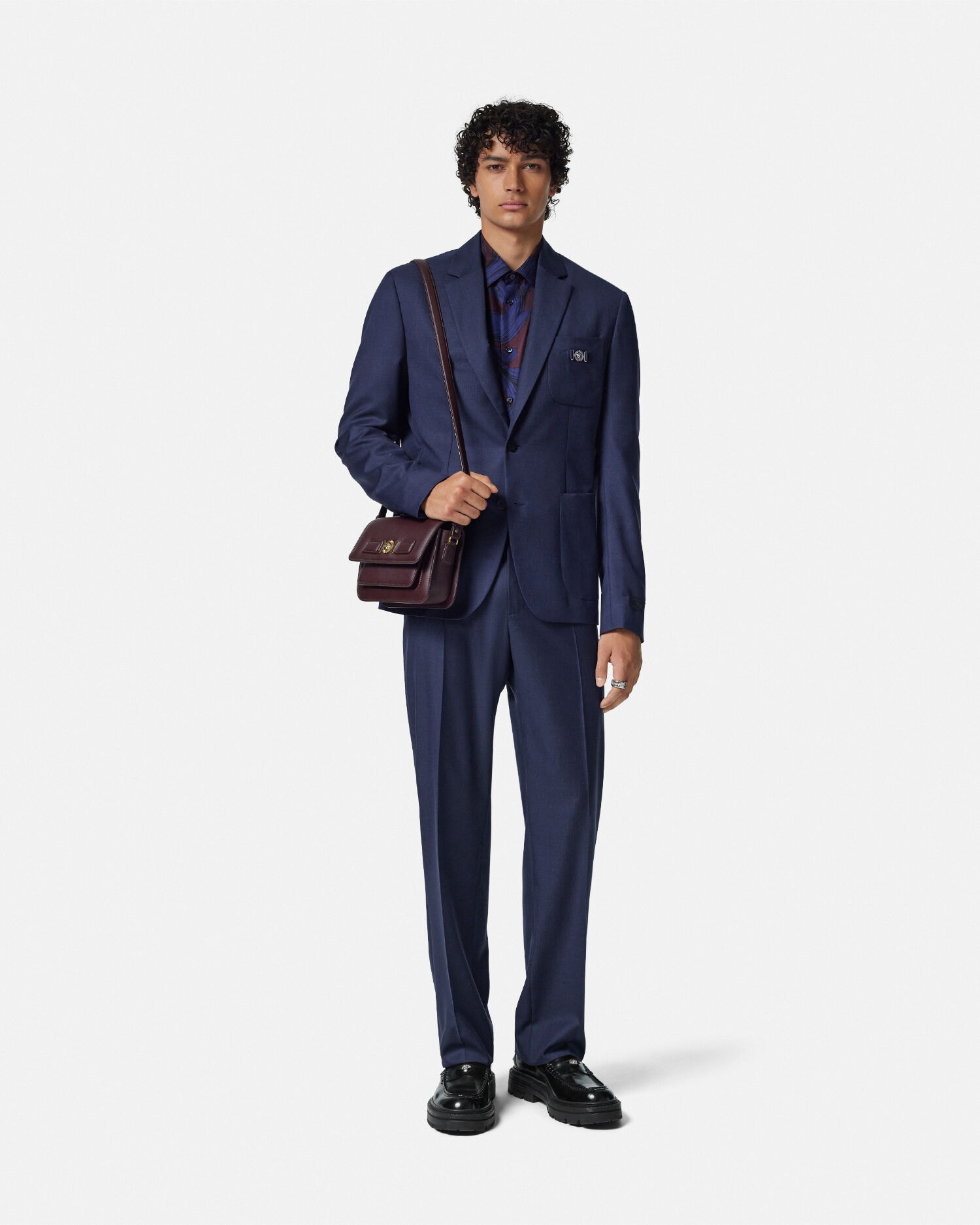 Wool Straight Pants Blue | VERSACE