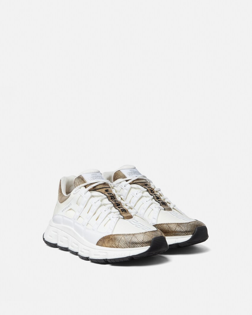 أحذية Trigreca رياضية بنقش جلد السحلية أبيض+ذهبي 2