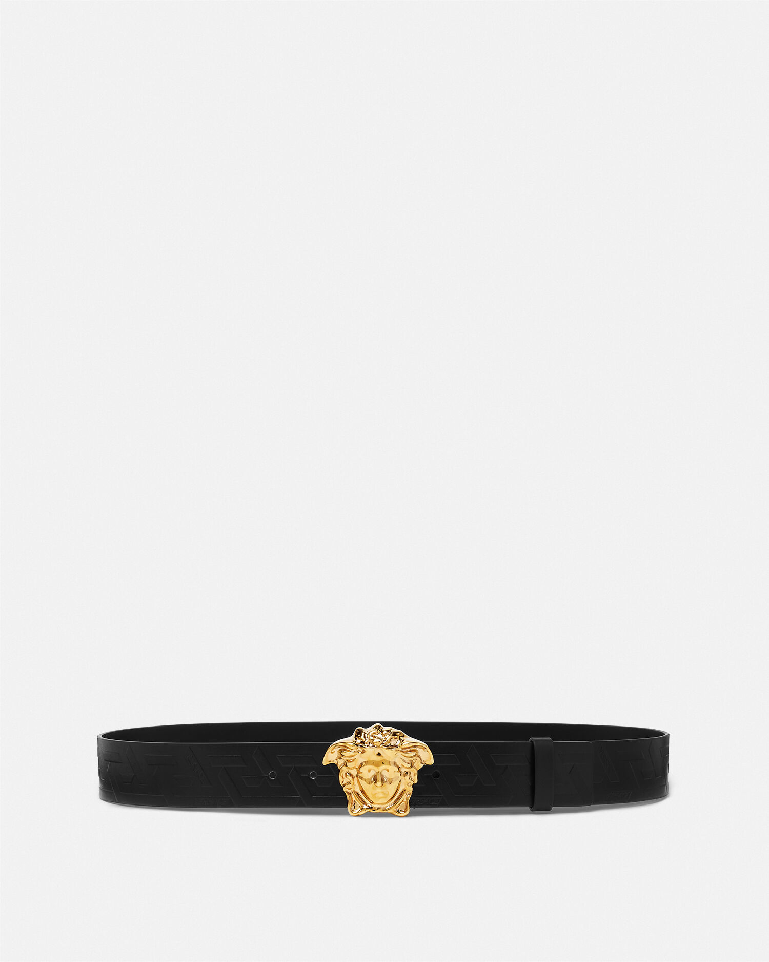 La Medusa Greca Leather Belt 4 cm Black,Gold | VERSACE US
