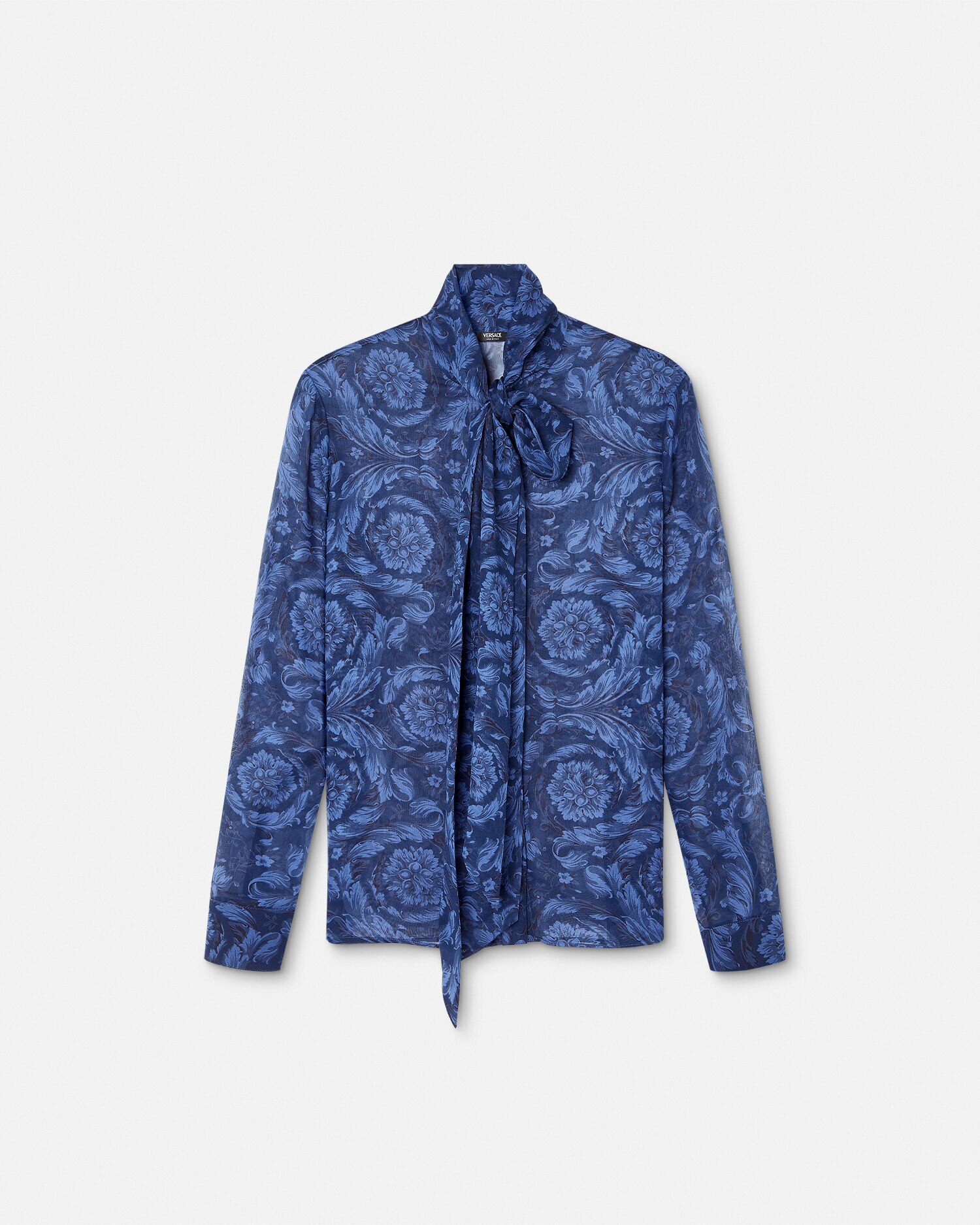 Camicia Barocco con lavalliere Blu Stampa VERSACE IT