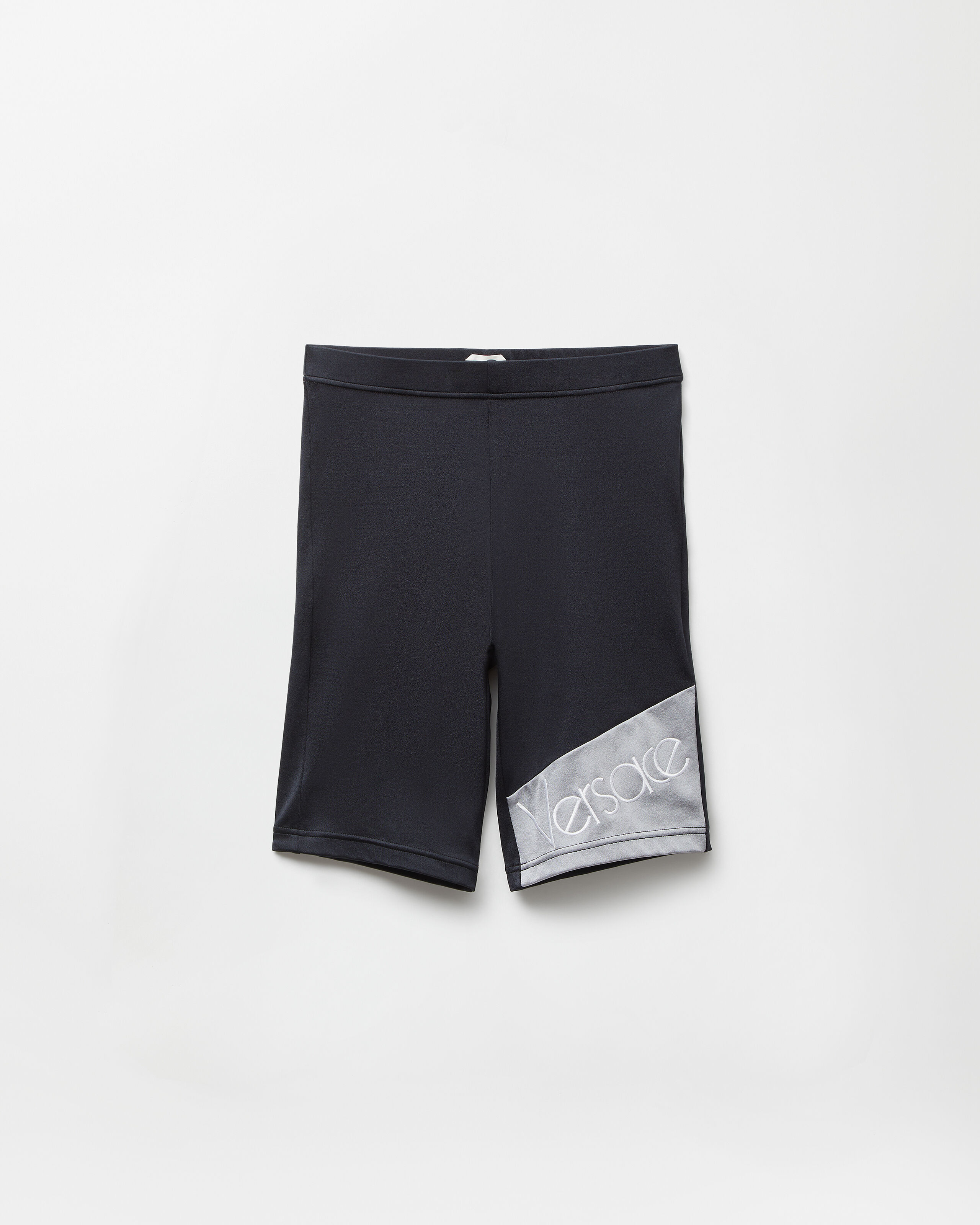 Embroidered-Logo Bicycle Shorts Black,Gray | VERSACE US
