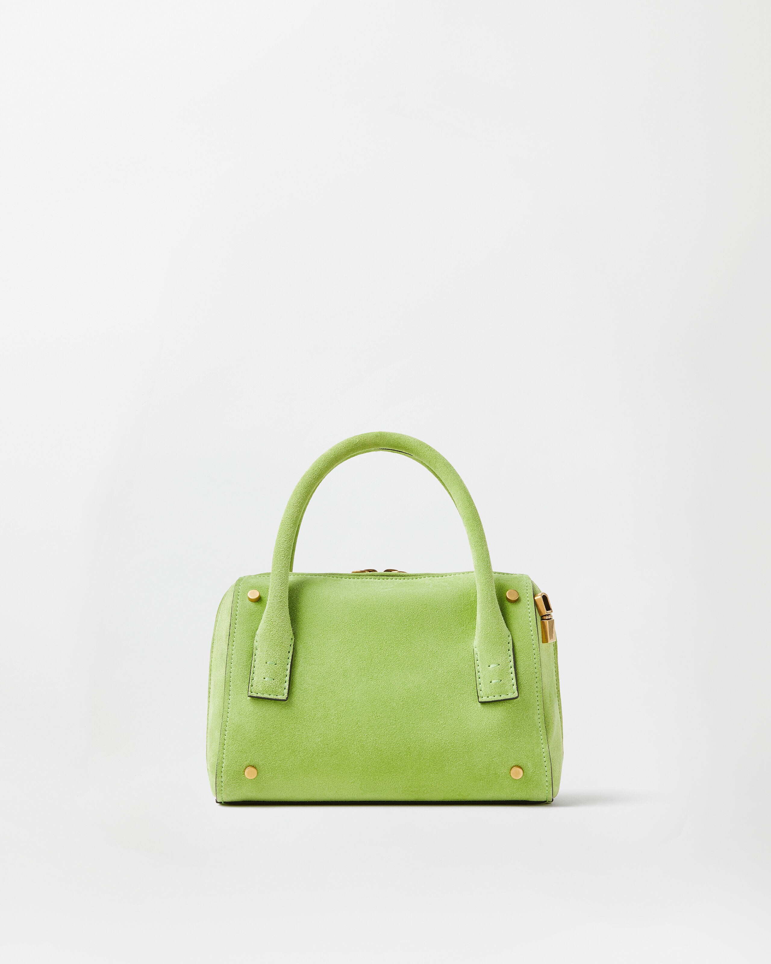 Roomy Small Suede Boston Bag Green | VERSACE US