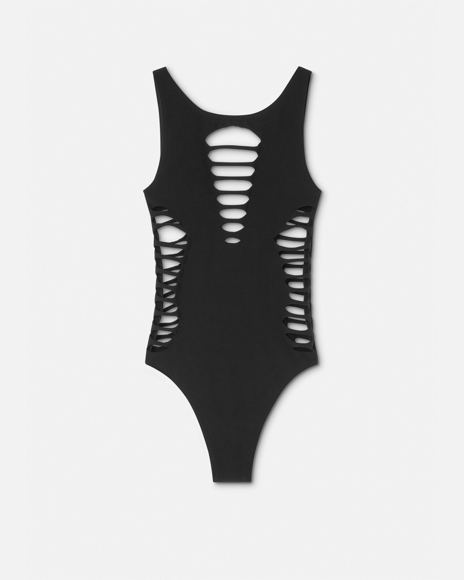 Slashed One-Piece Swimsuit Black | VERSACE US