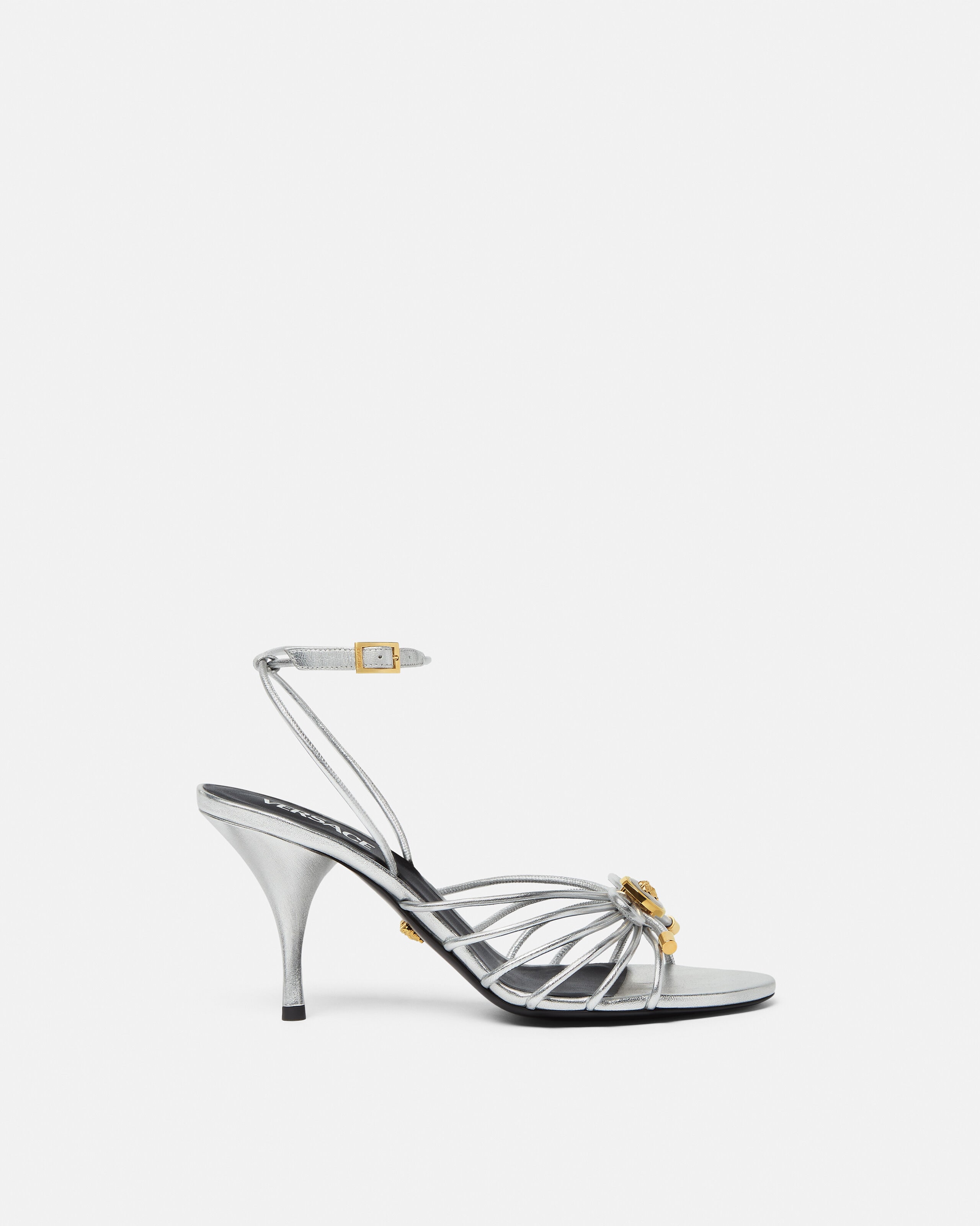 Versace opera bow metallic sandals 85 mm
