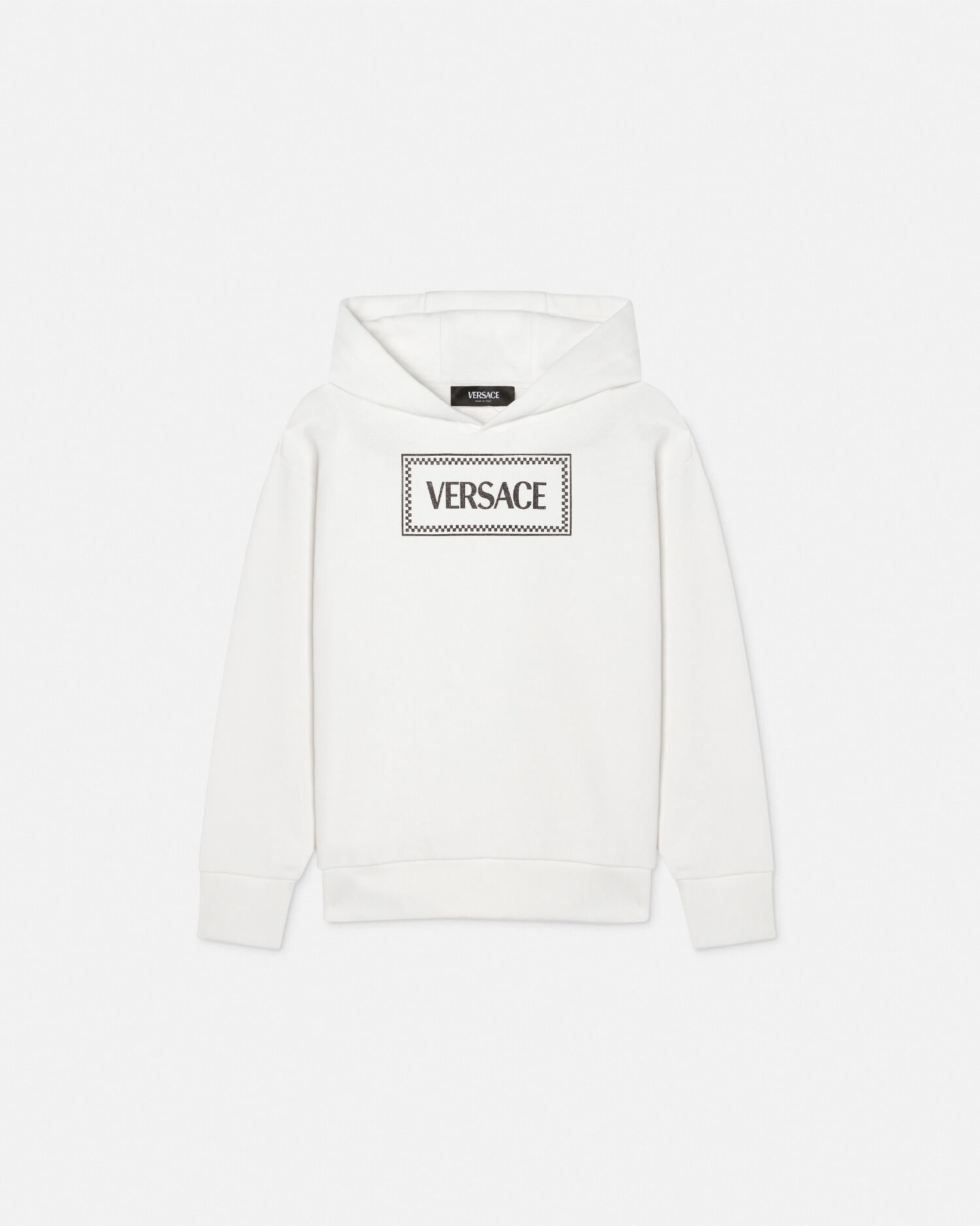 Kids Printed Cotton-Jersey Hoodie Black,White | VERSACE