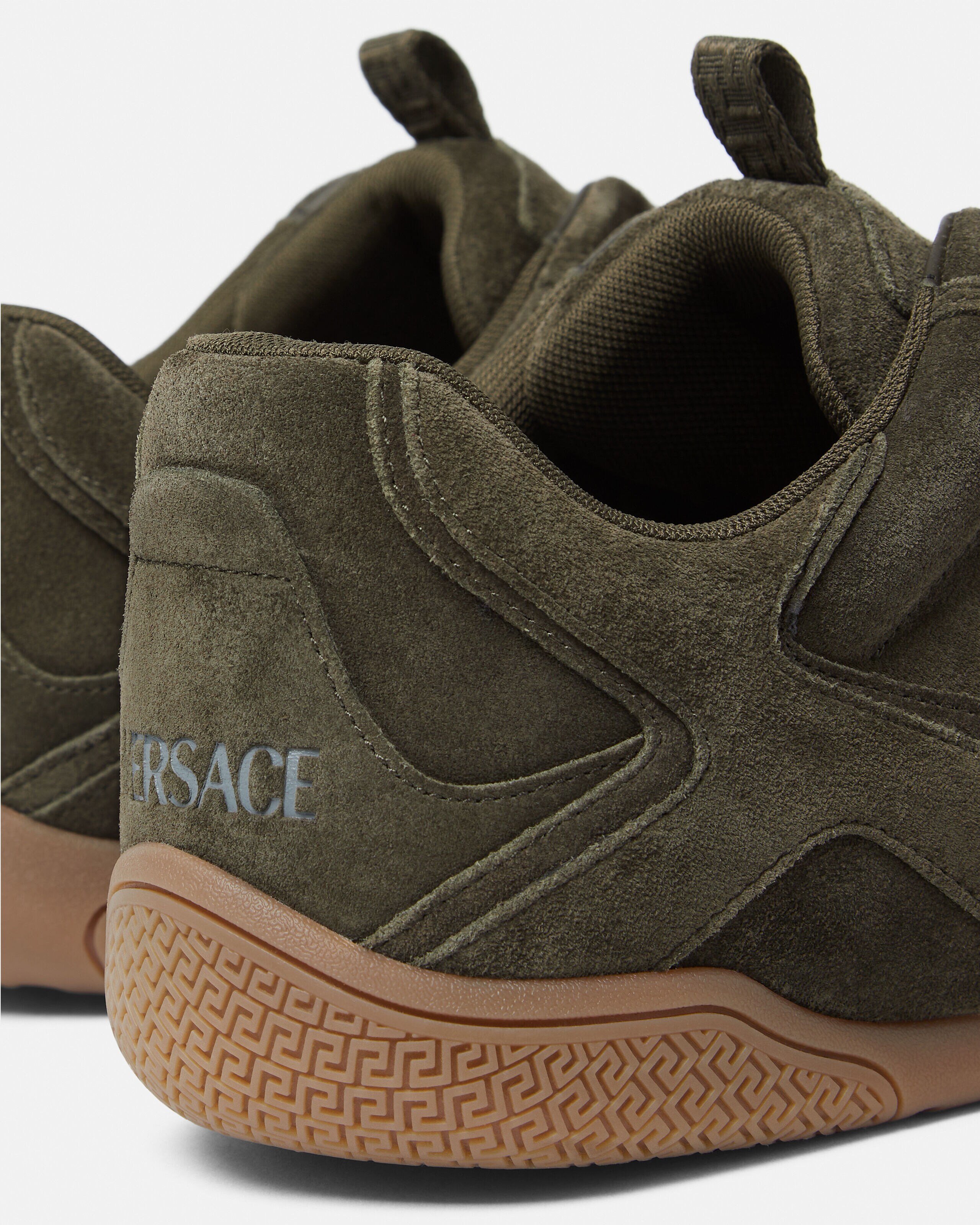 Galaxia Suede Sneakers Brown | VERSACE US